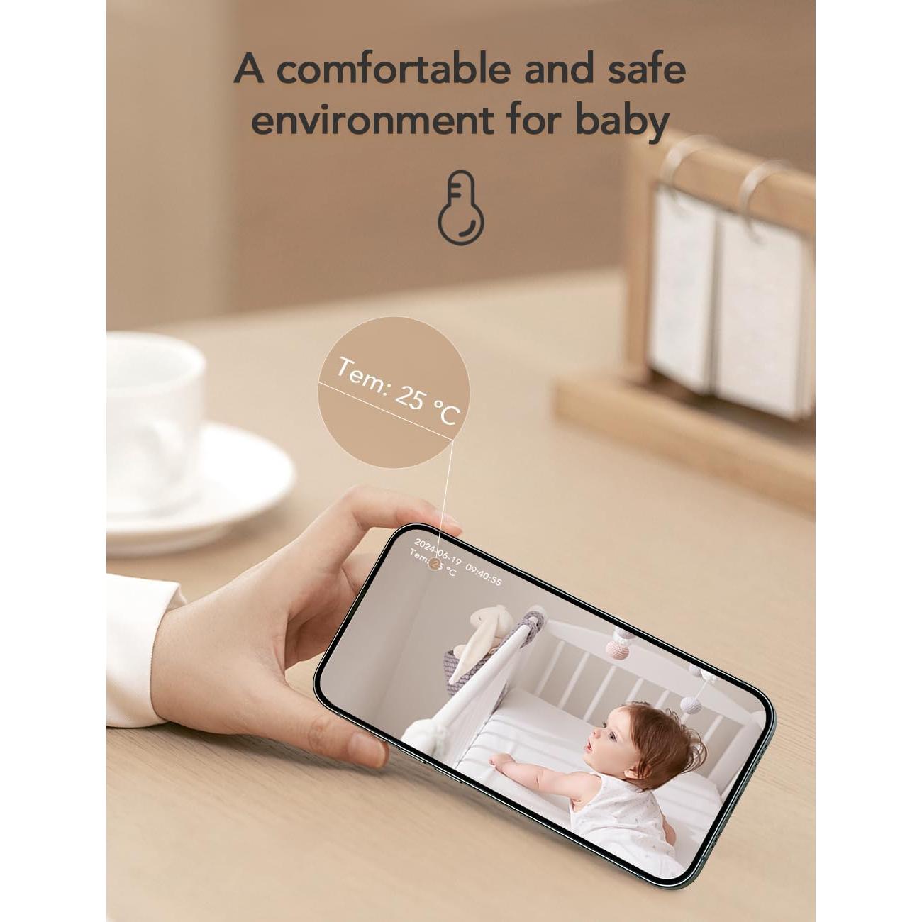 Monitor de Bebé Nooie 2K WiFi 5G con Visión Nocturna HD