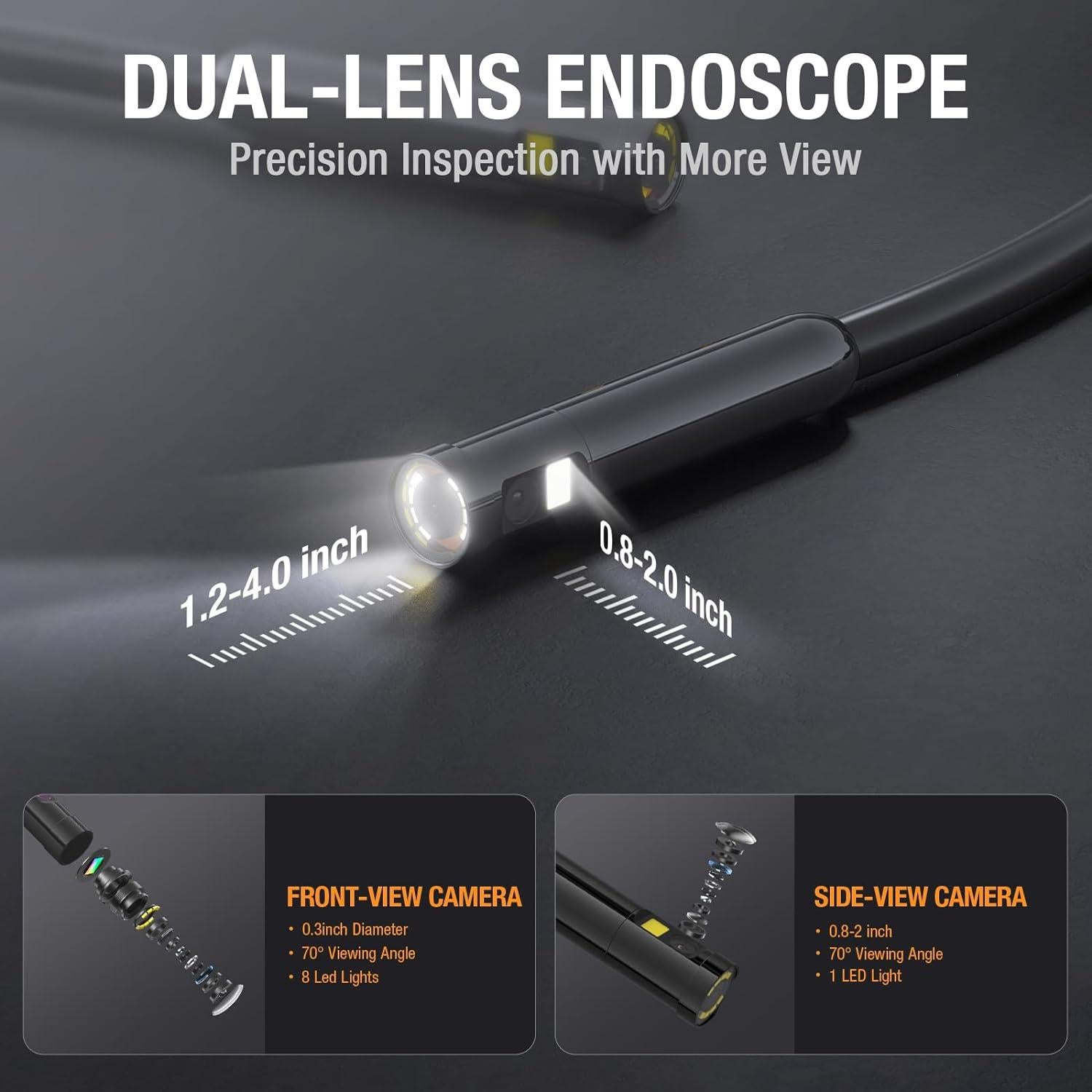 Endoscopio Doble Lente Teslong USB-C 3.05m con Luz LED