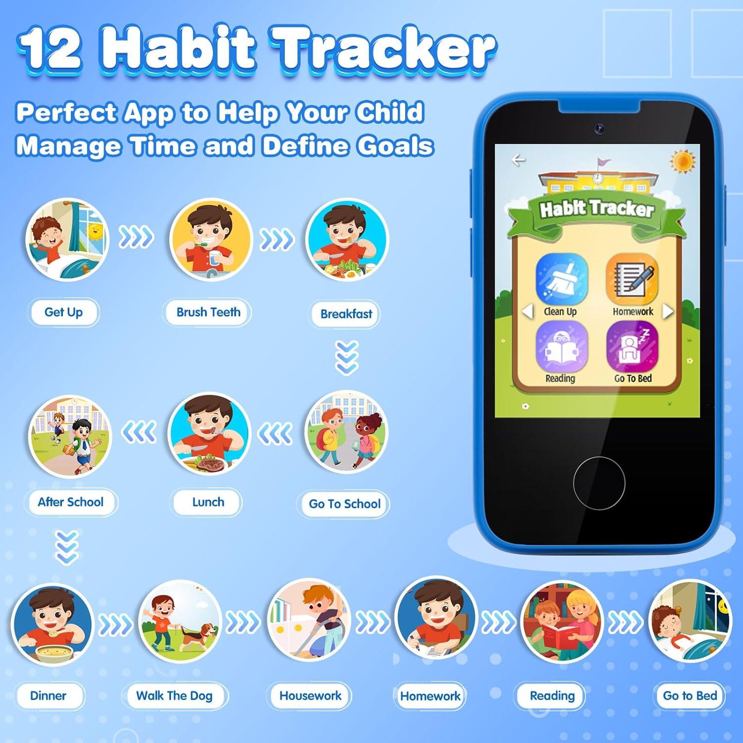 Teléfono Juguete Táctil MOFGDNI para Niños 3-8 Años Doble Cámara