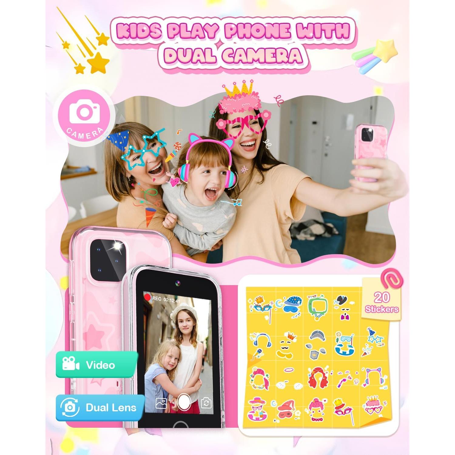 Teléfono Juguete Inteligente para Niñas Meetrye 3.5" Doble Cámara