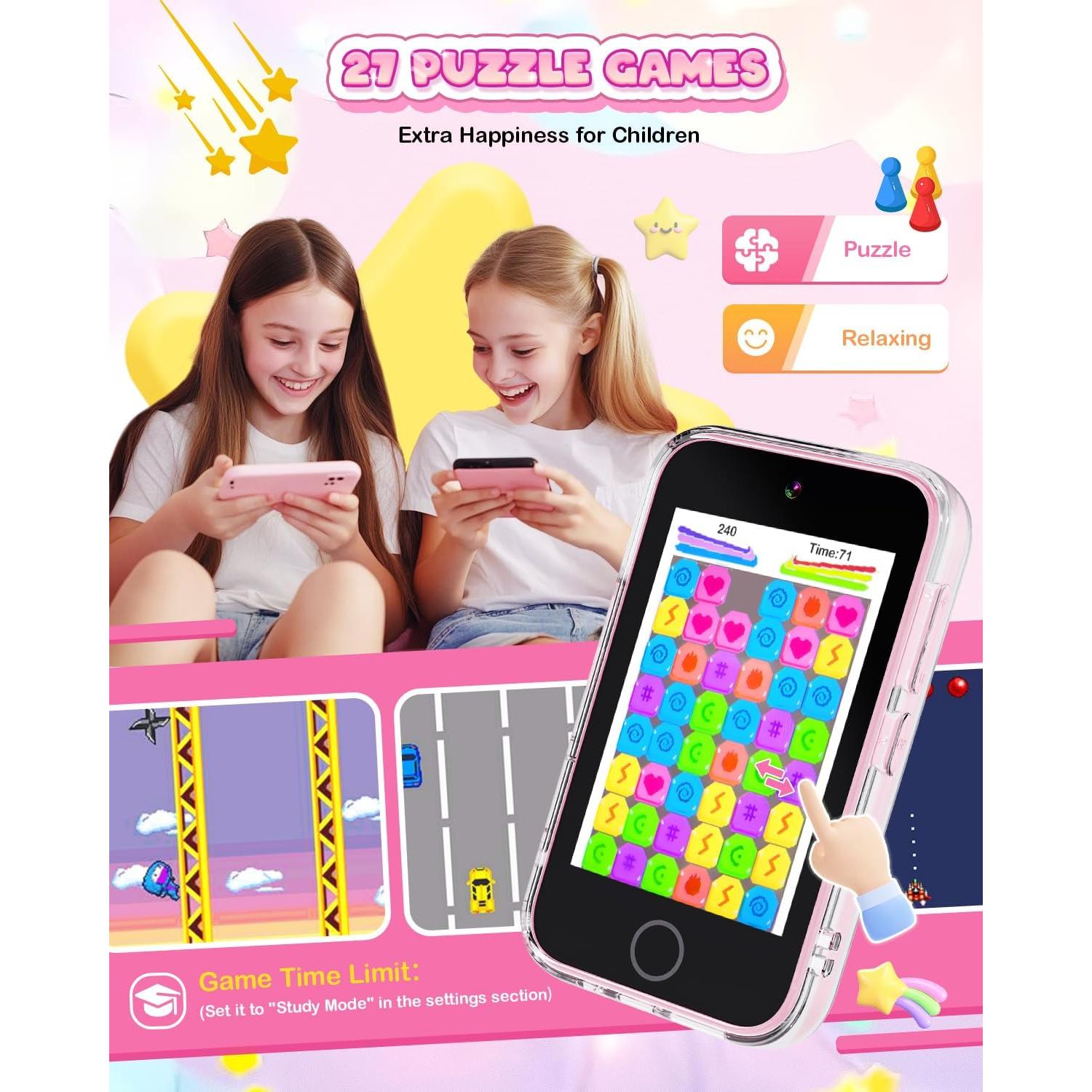 Teléfono Juguete Inteligente para Niñas Meetrye 3.5" Doble Cámara