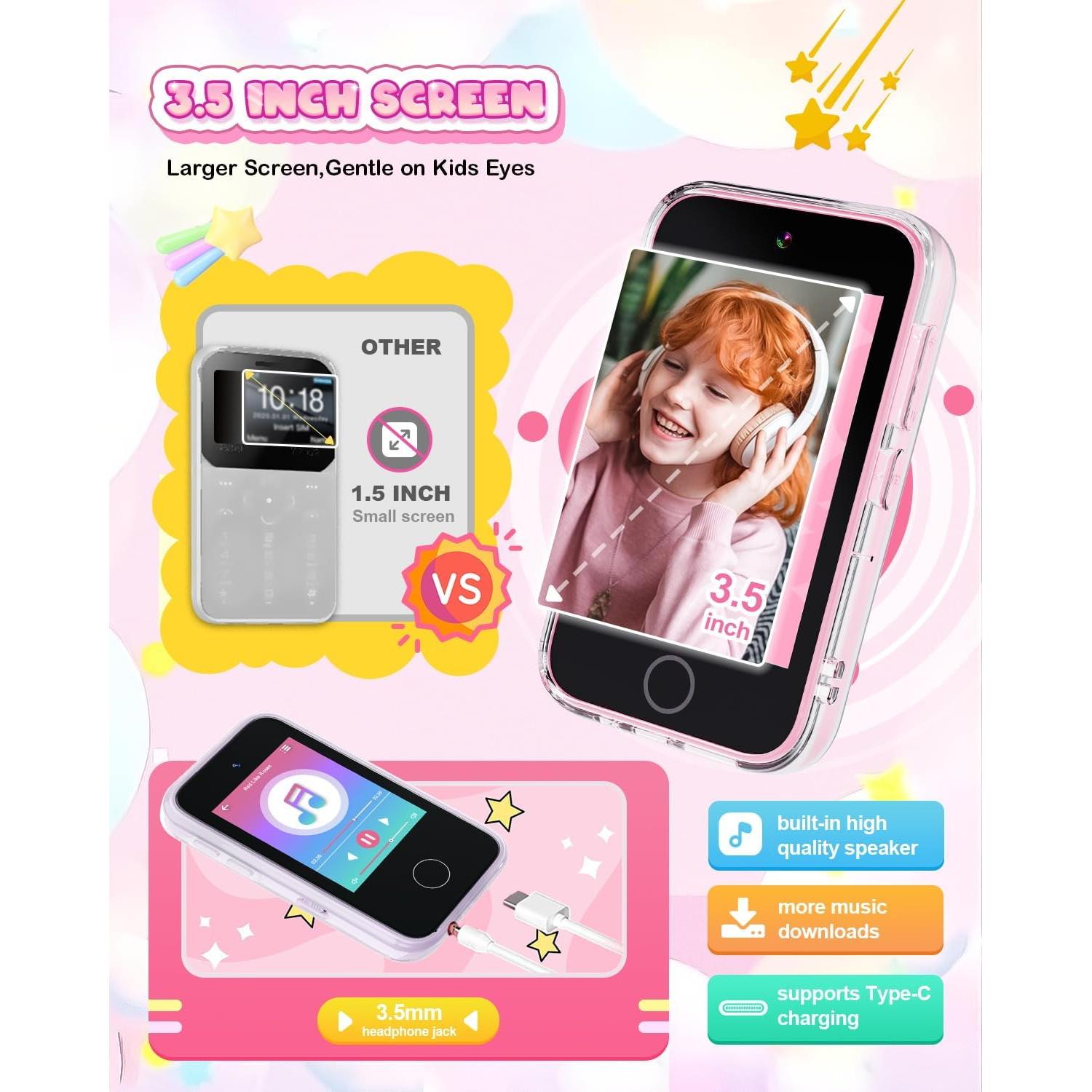 Teléfono Juguete Inteligente para Niñas Meetrye 3.5" Doble Cámara