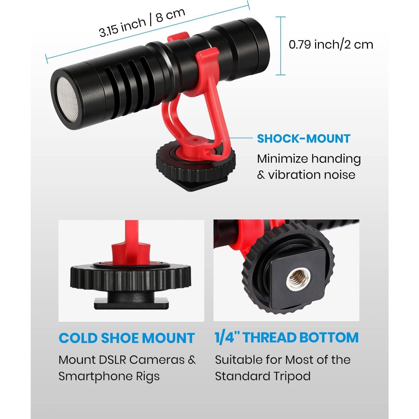 Micrófono de Video Moukey MK0069 con Montura de Choque y Paravientos