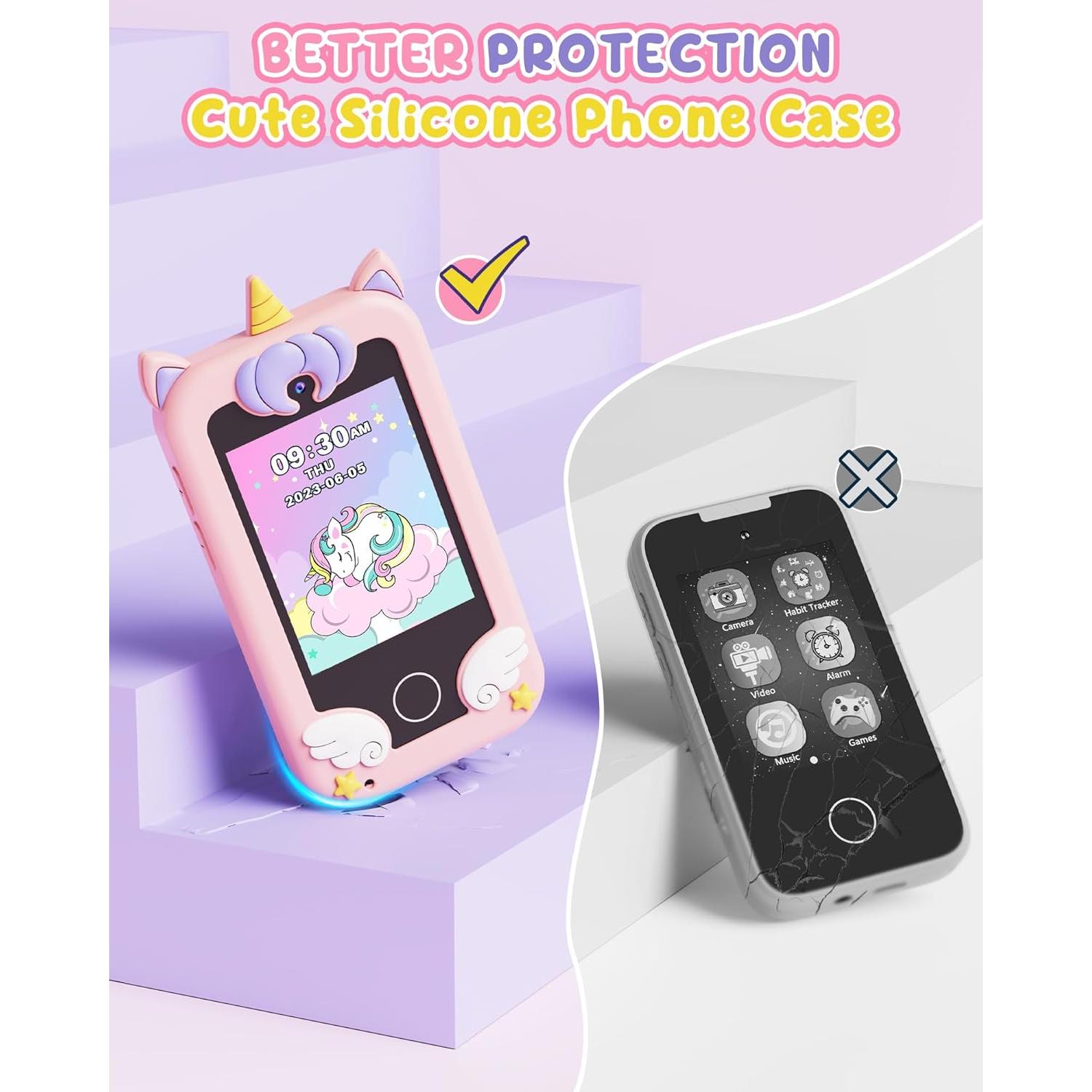 Teléfono Juguete UCIDCI Rosa con Doble Cámara y Juegos 3-7 Años