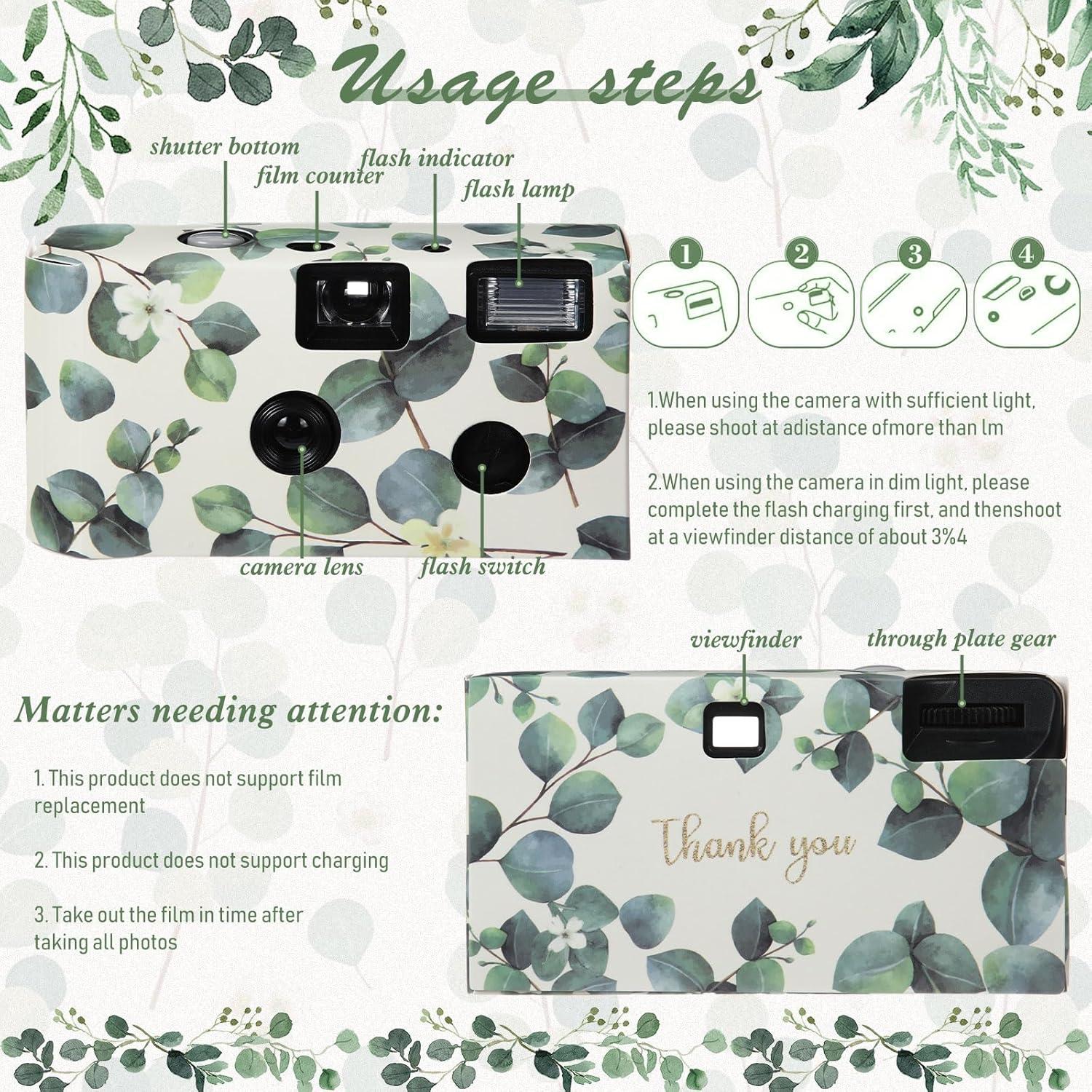 8 Cámaras Desechables Kanayu con Flash 35mm para Bodas