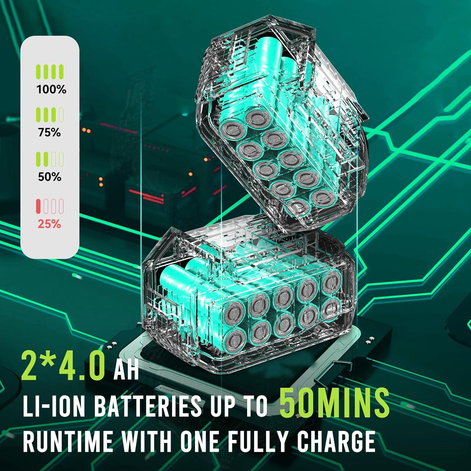 Soplador de Hojas STEELITE 21V con 2 Baterías 4.0Ah