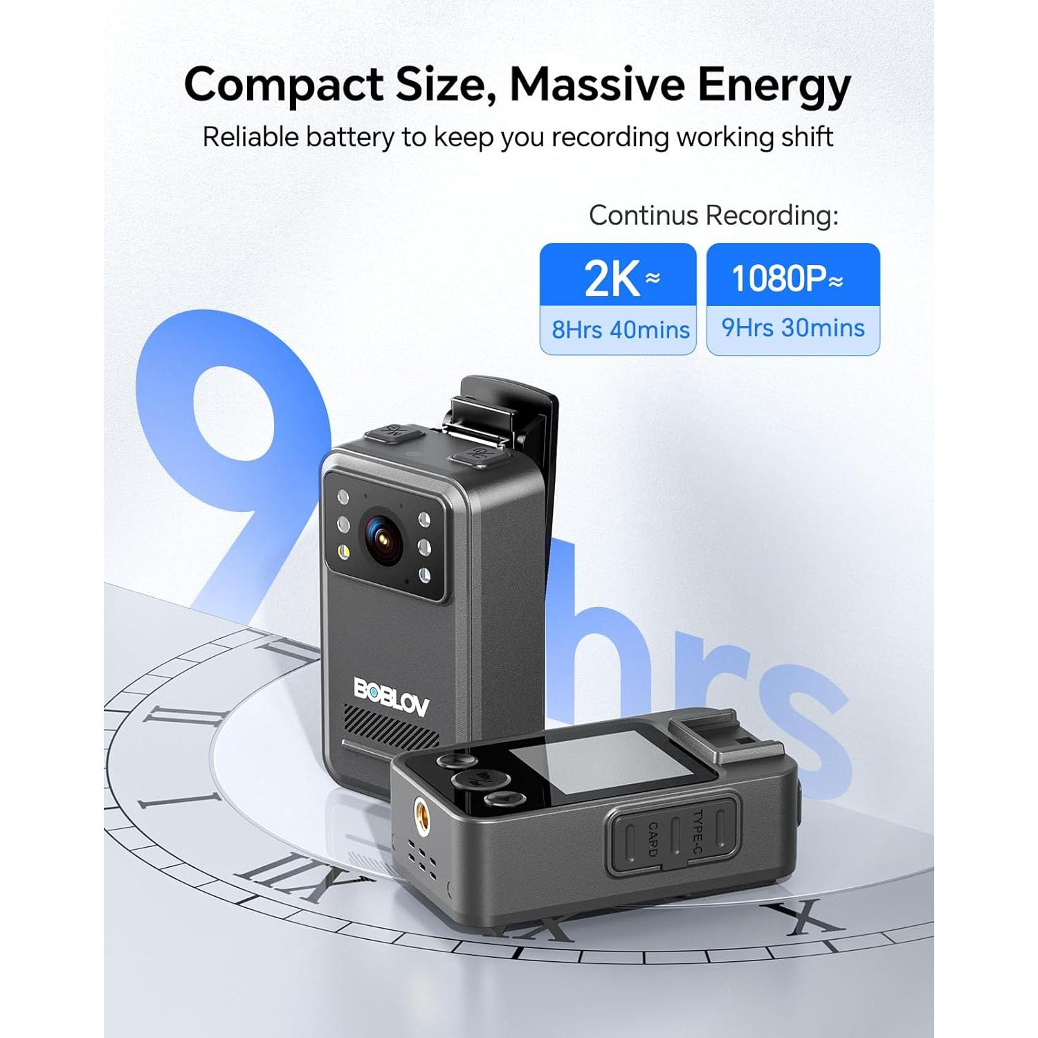 Cámara Corporal BOBLOV A28 2K con Soporte para Bicicleta 128GB