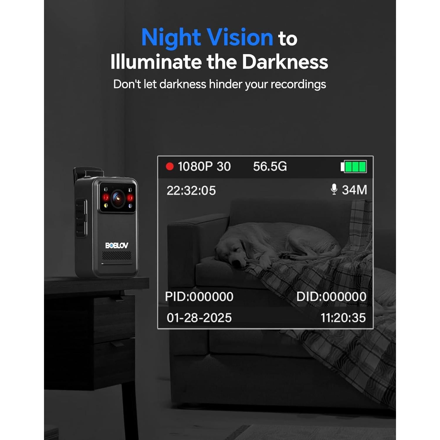 Cámara Corporal BOBLOV A28 2K con Soporte para Bicicleta 128GB