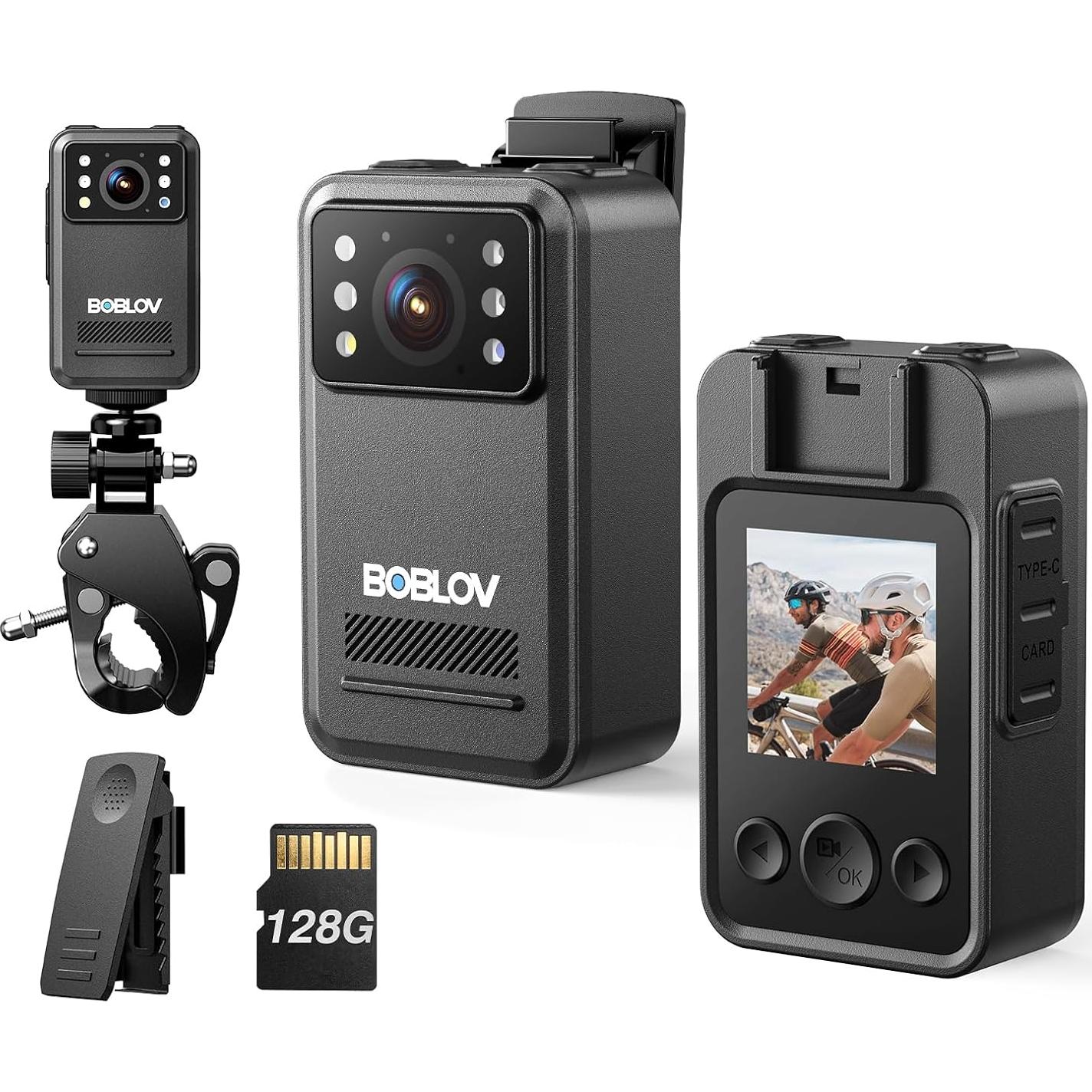 Cámara Corporal BOBLOV A28 2K con Soporte para Bicicleta 128GB