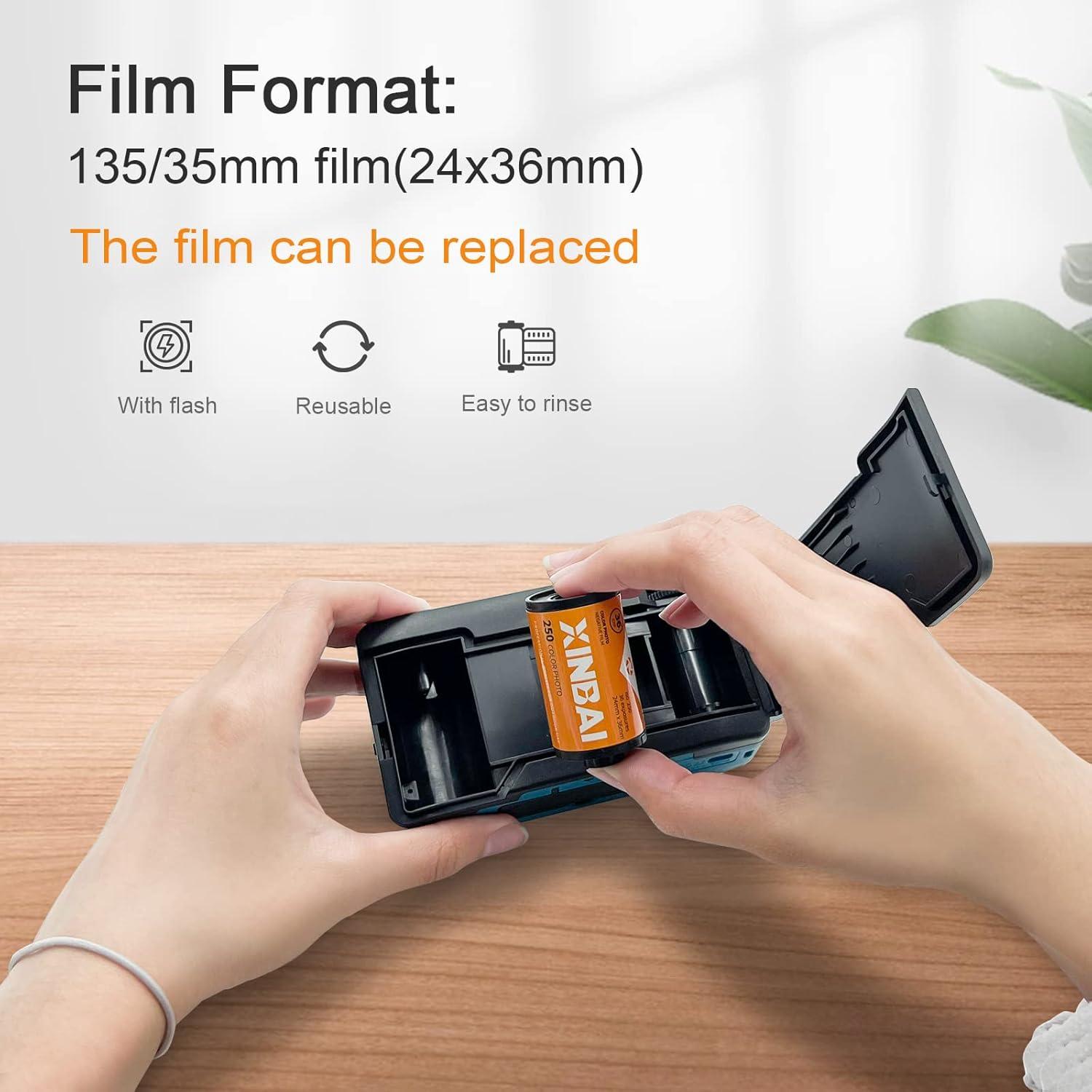 Cámara de película reutilizable XINBAI B10 35mm con flash Azul