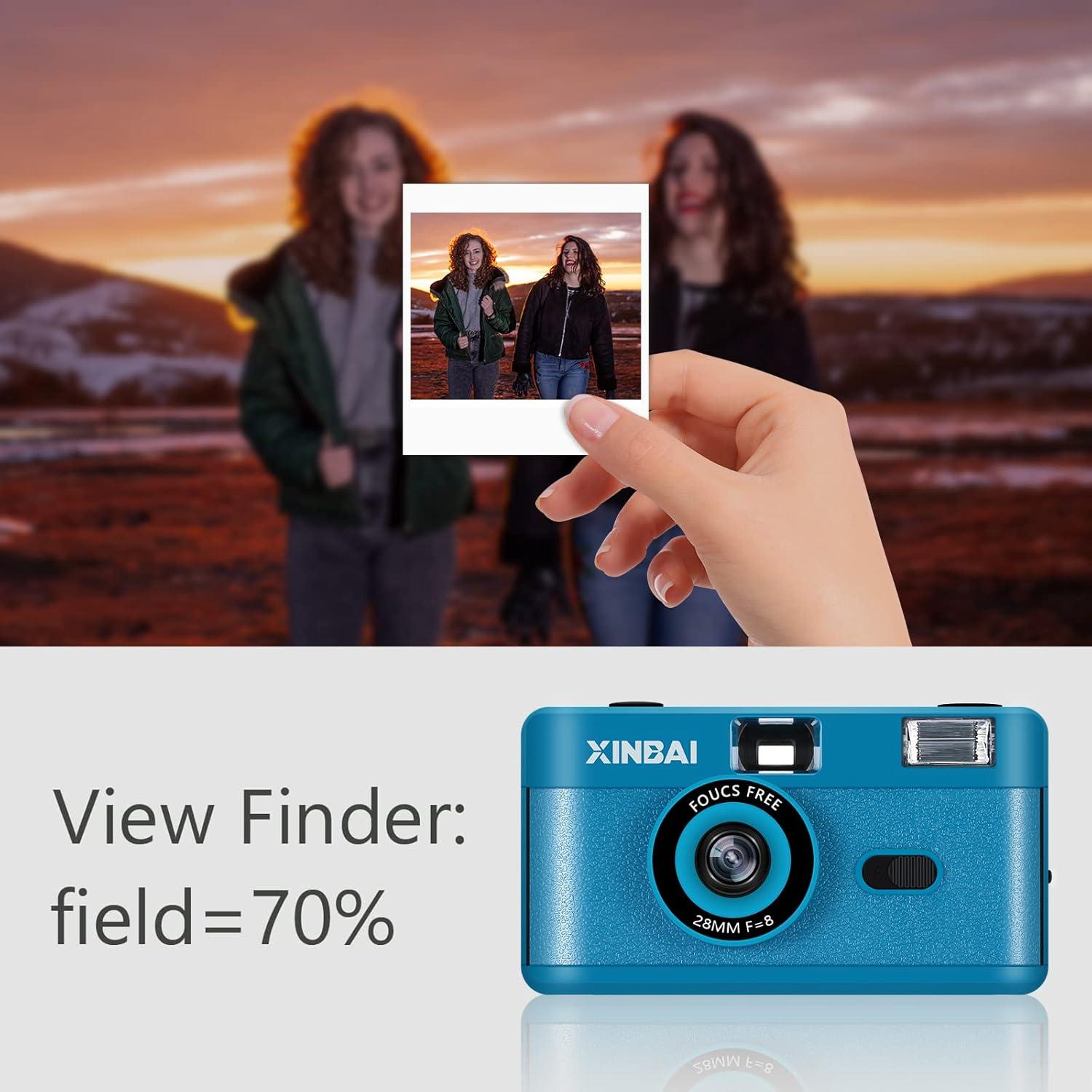 Cámara de película reutilizable XINBAI B10 35mm con flash Azul