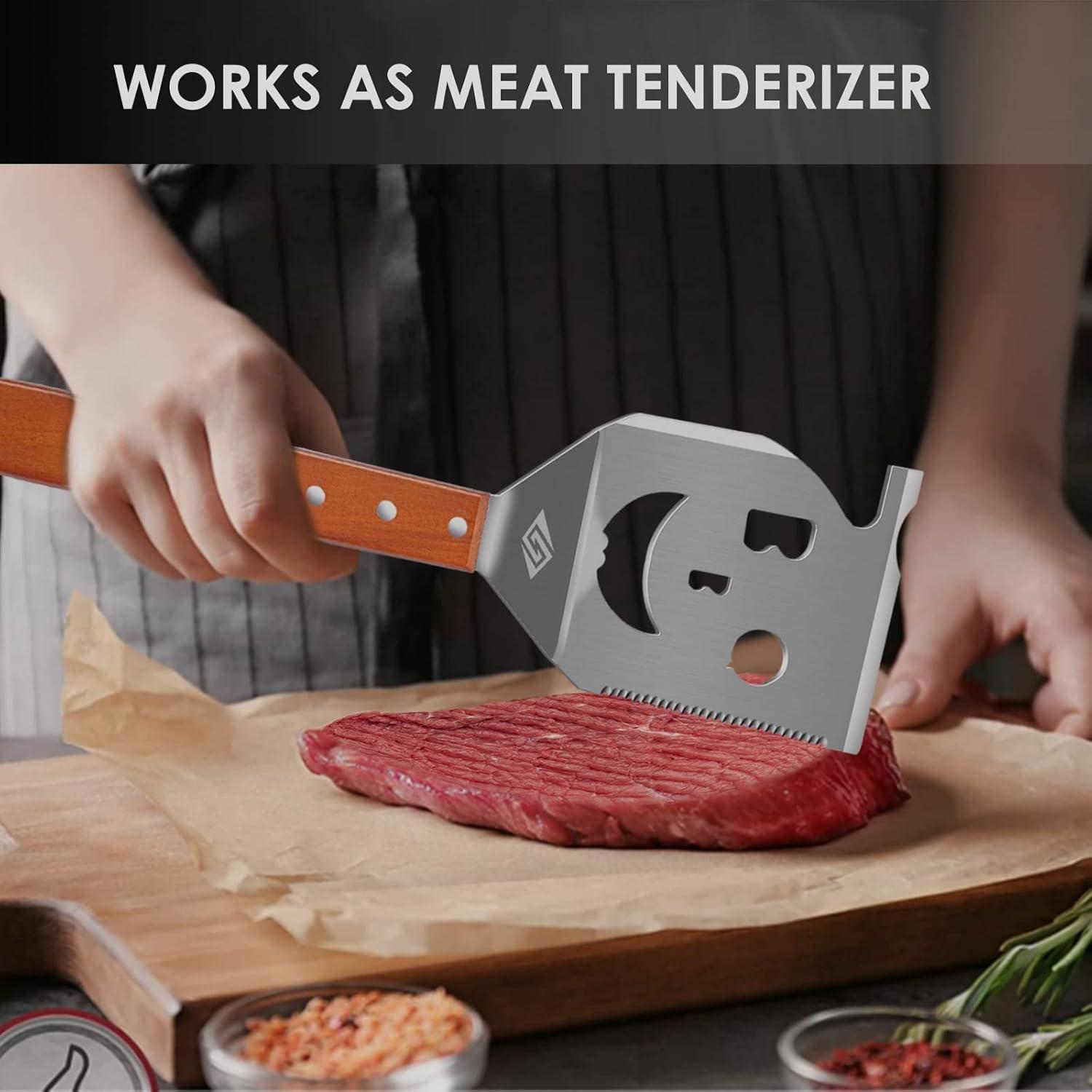 Espátula 7 en 1 para BBQ STEVEN-BULL S, 43 cm, Acero Inoxidable