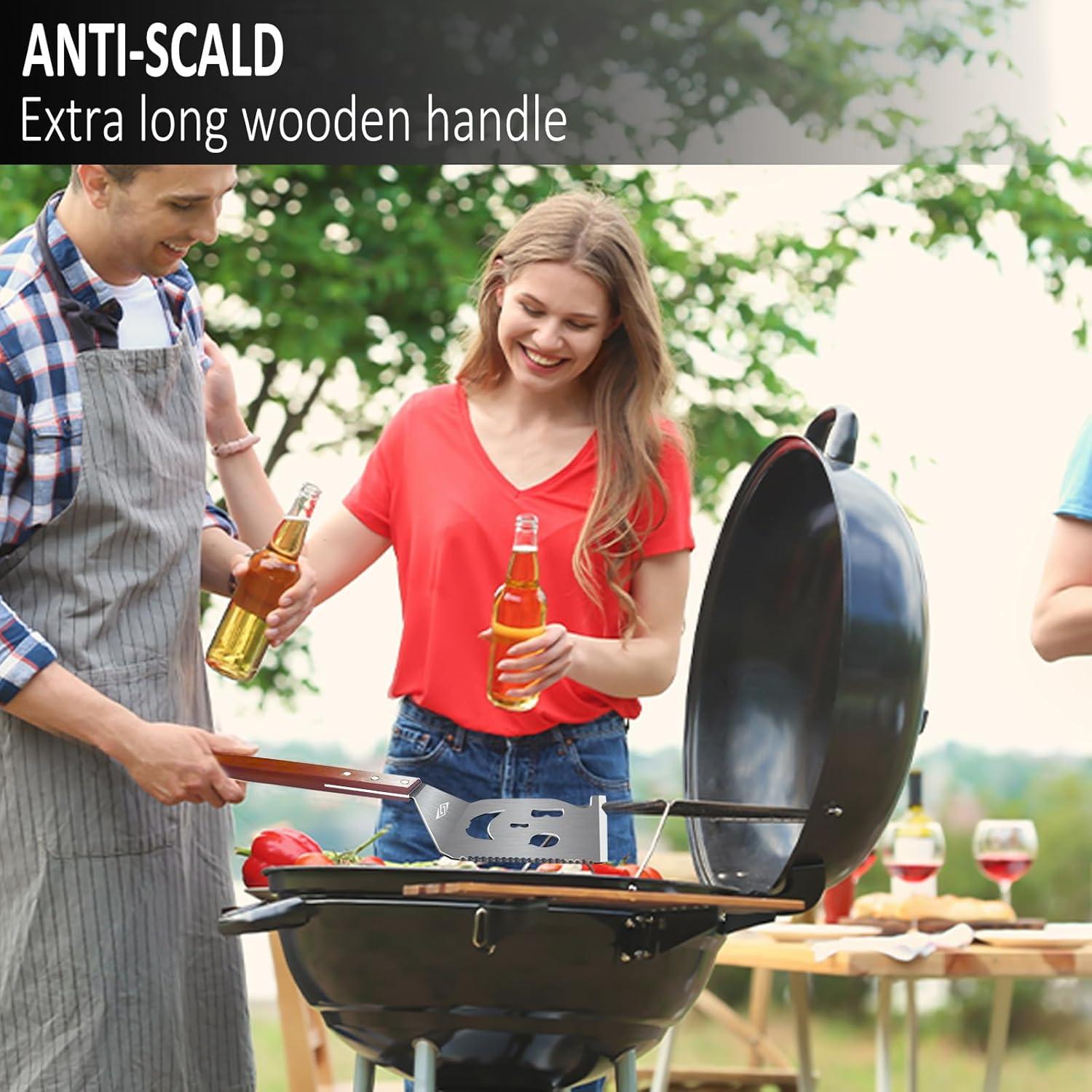 Espátula 7 en 1 para BBQ STEVEN-BULL S, 43 cm, Acero Inoxidable