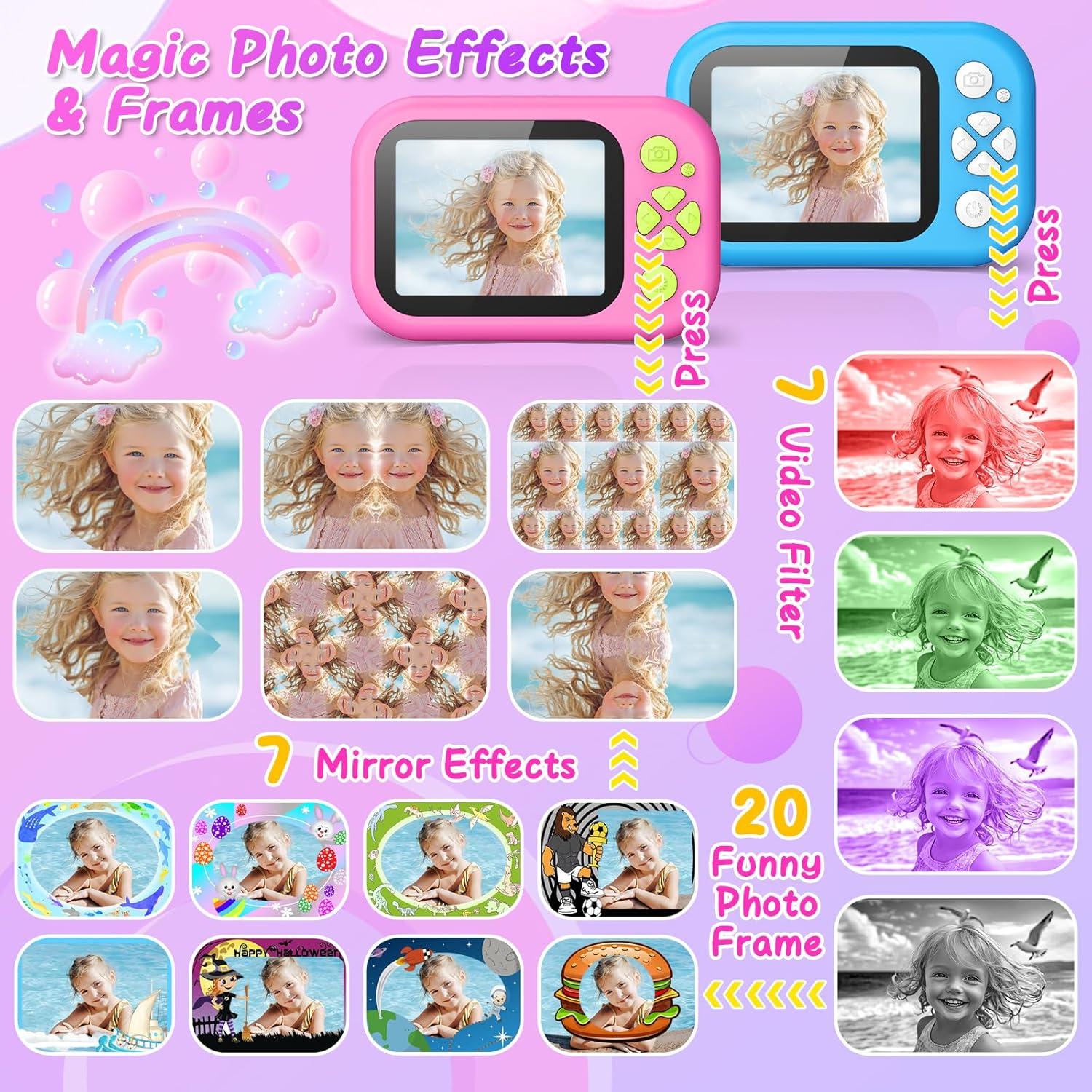 Cámara Infantil Uffylle S72 Impermeable 1080P HD Rojo Rosa