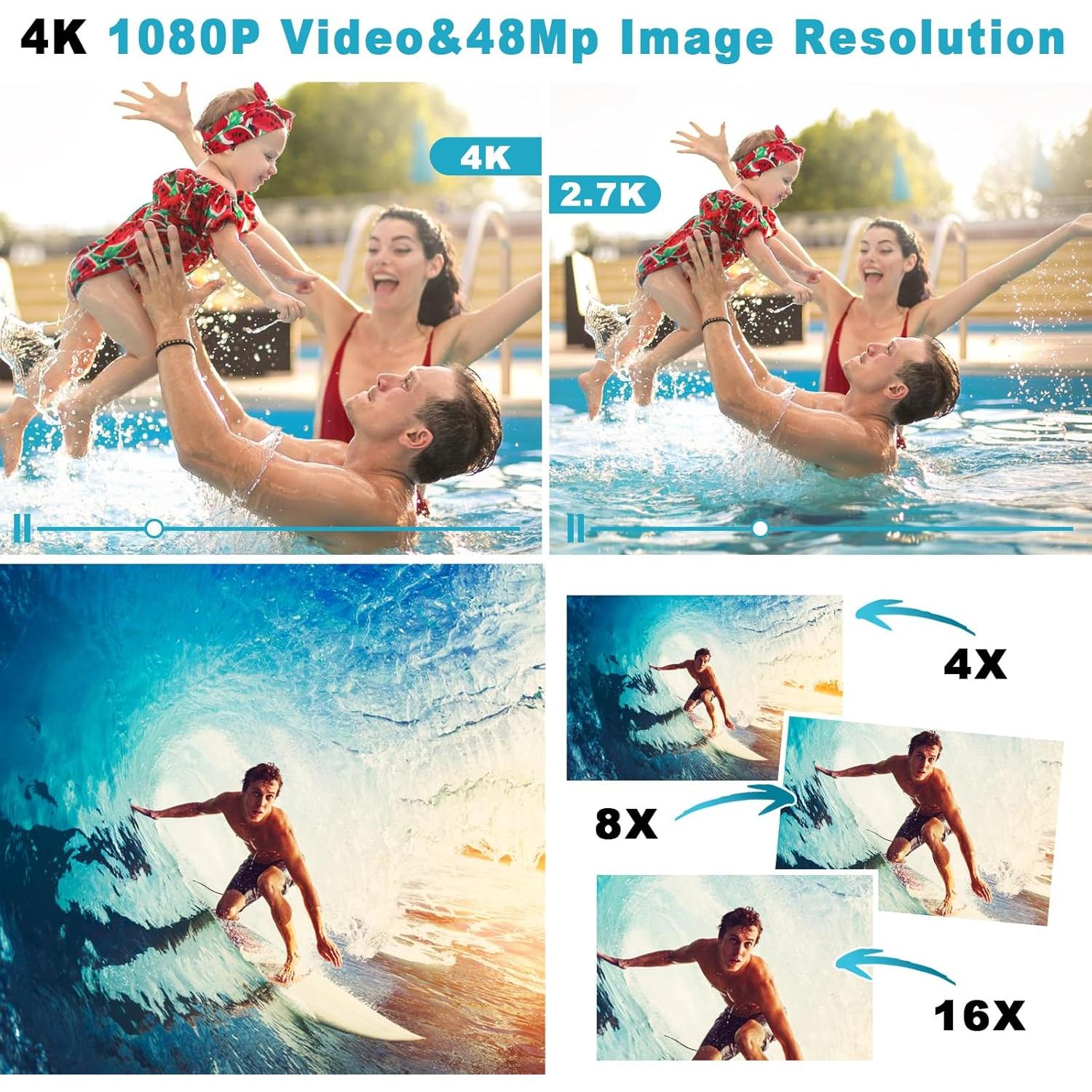 Cámara Digital Impermeable Focusify WP09AF 48MP 4K Azul