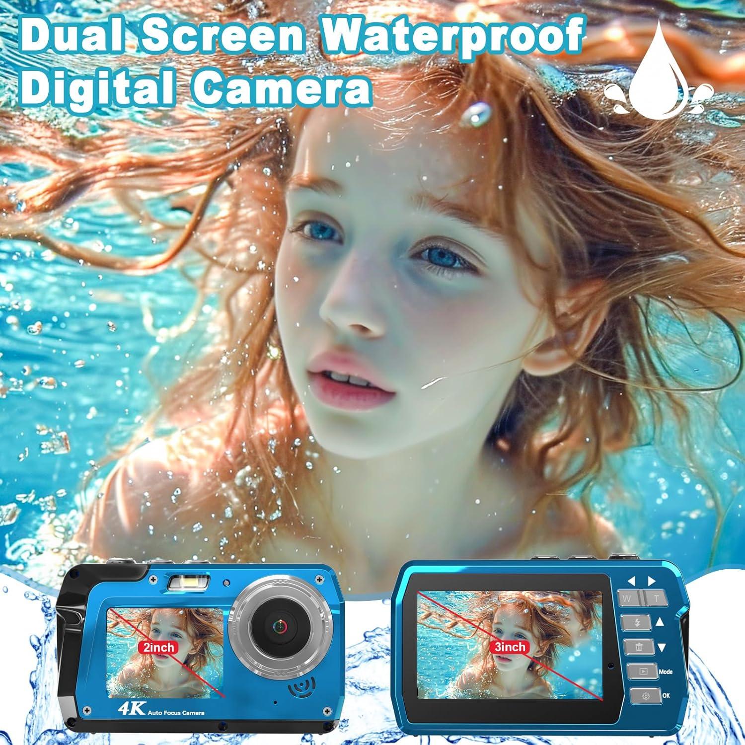 Cámara Digital Impermeable Focusify WP09AF 48MP 4K Azul