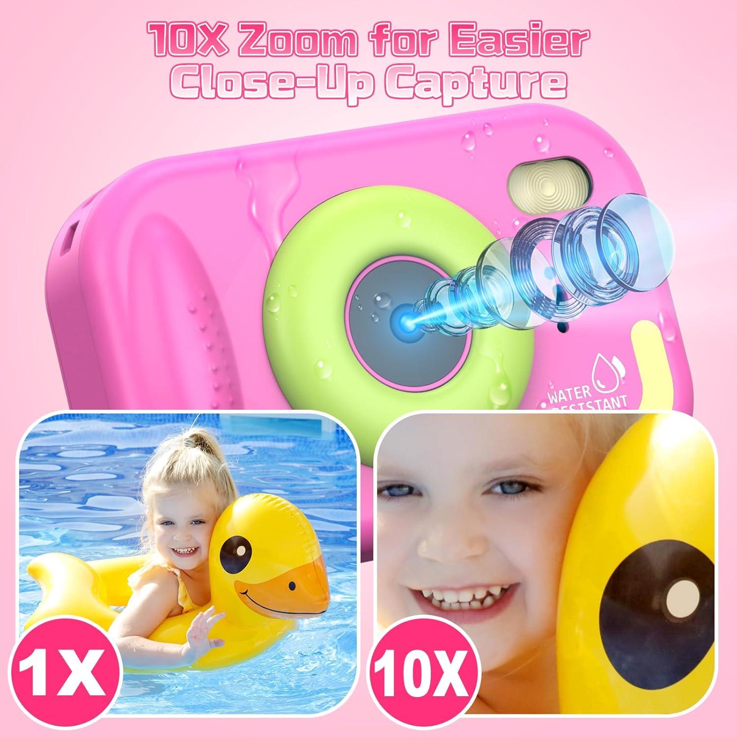 Cámara Infantil Usteetic S72 Impermeable 48MP Rosa