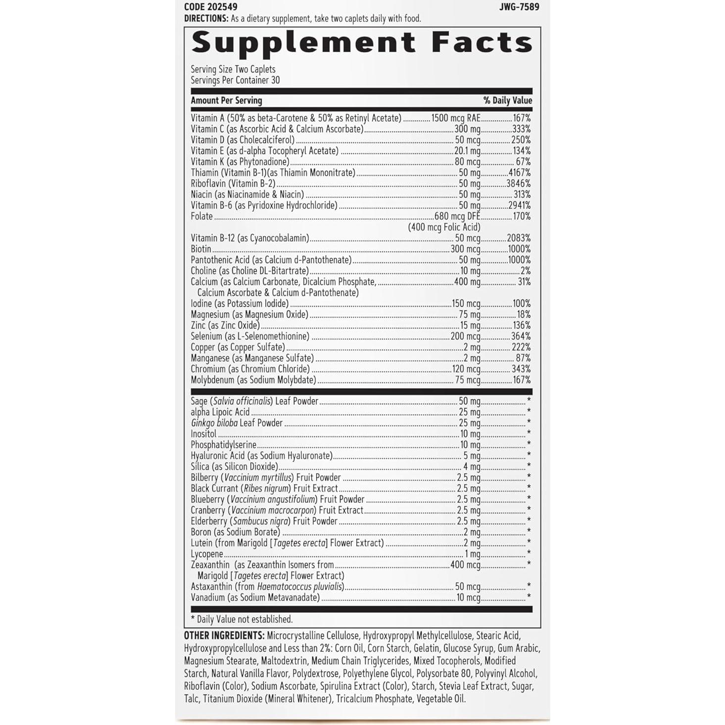 Multivitamínico GNC 50 Plus Mujeres 60 Tabletas Salud Huesos