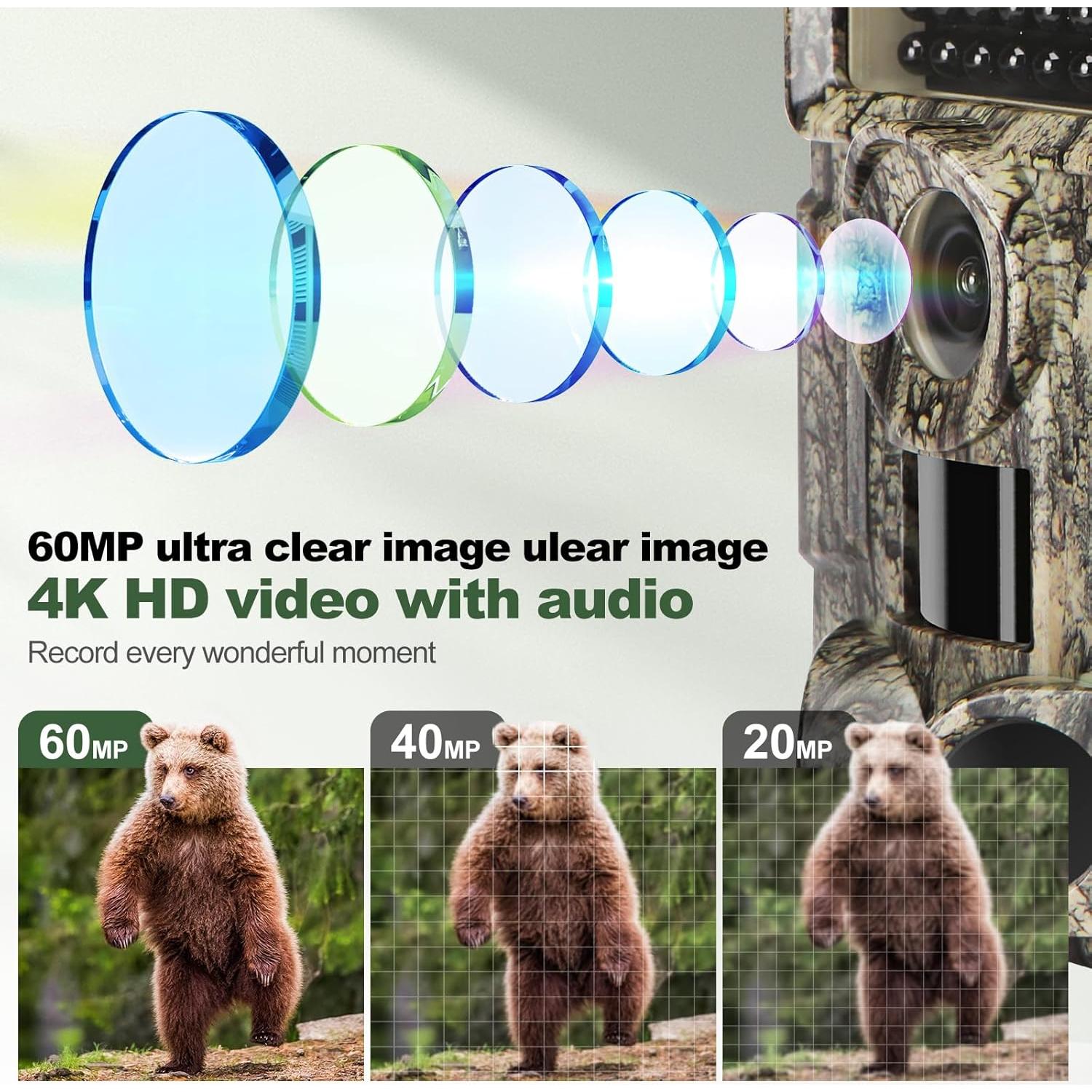 Cámara de Sendero WiFi MRSCRET 4K 60MP Visión Nocturna