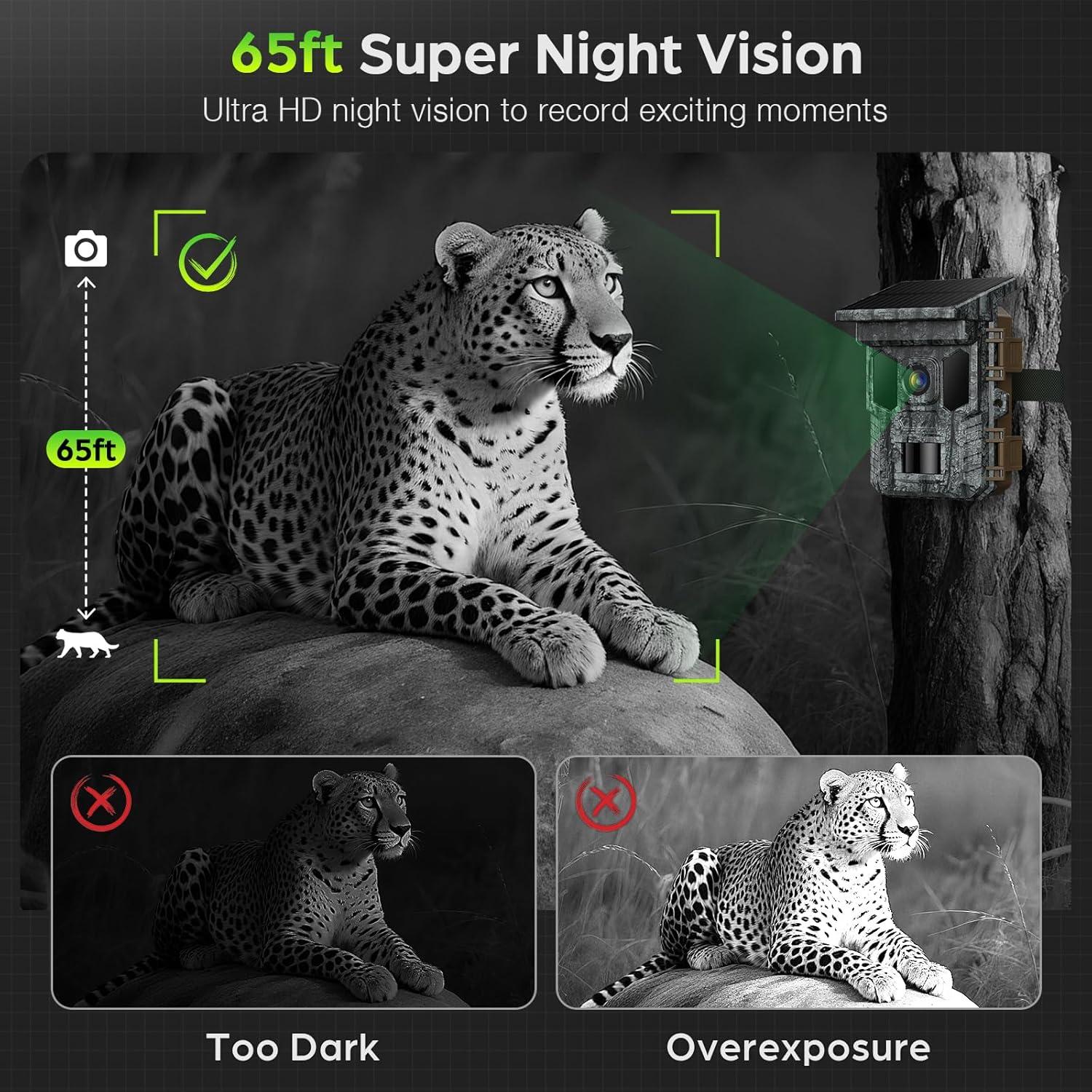 Cámara de sendero solar VIDVIS 4K 64MP visión nocturna IP66