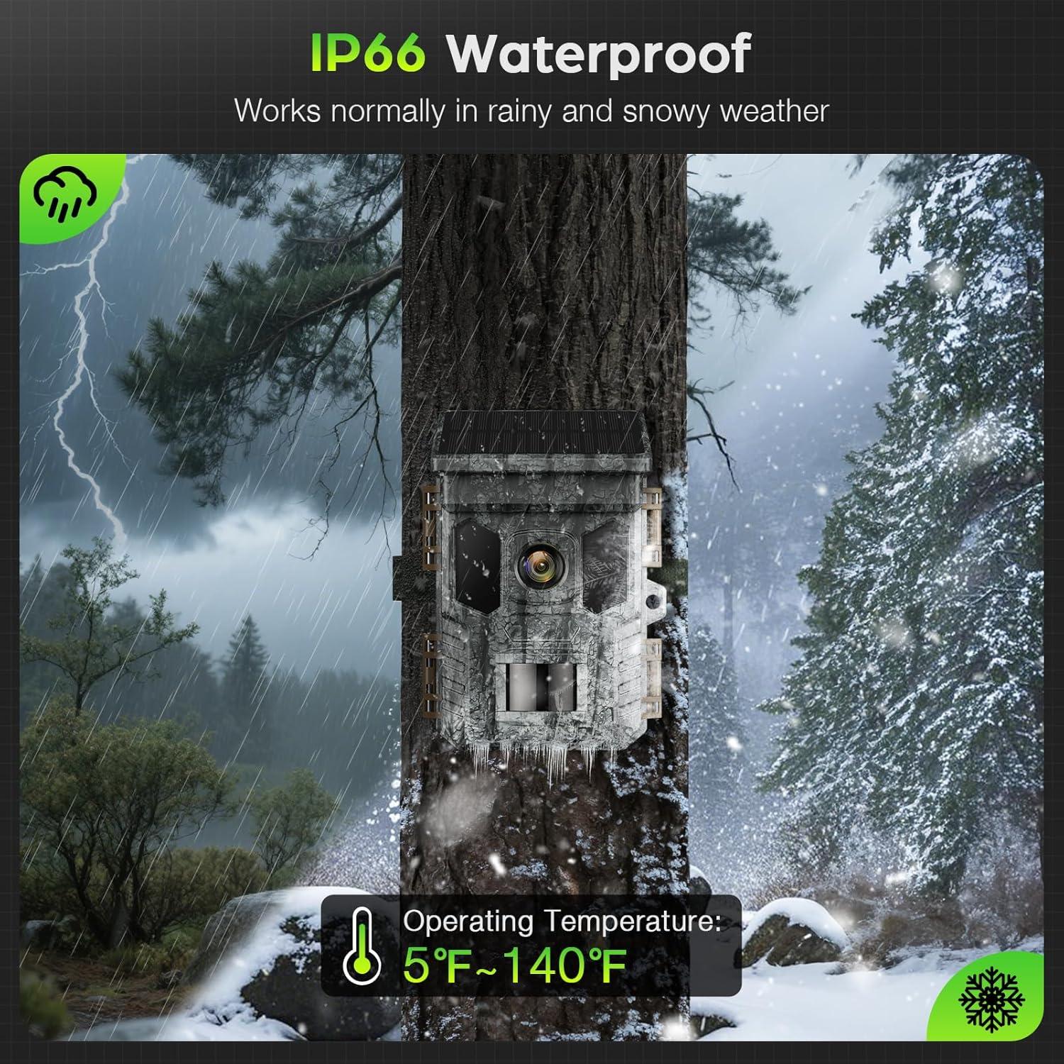 Cámara de sendero solar VIDVIS 4K 64MP visión nocturna IP66