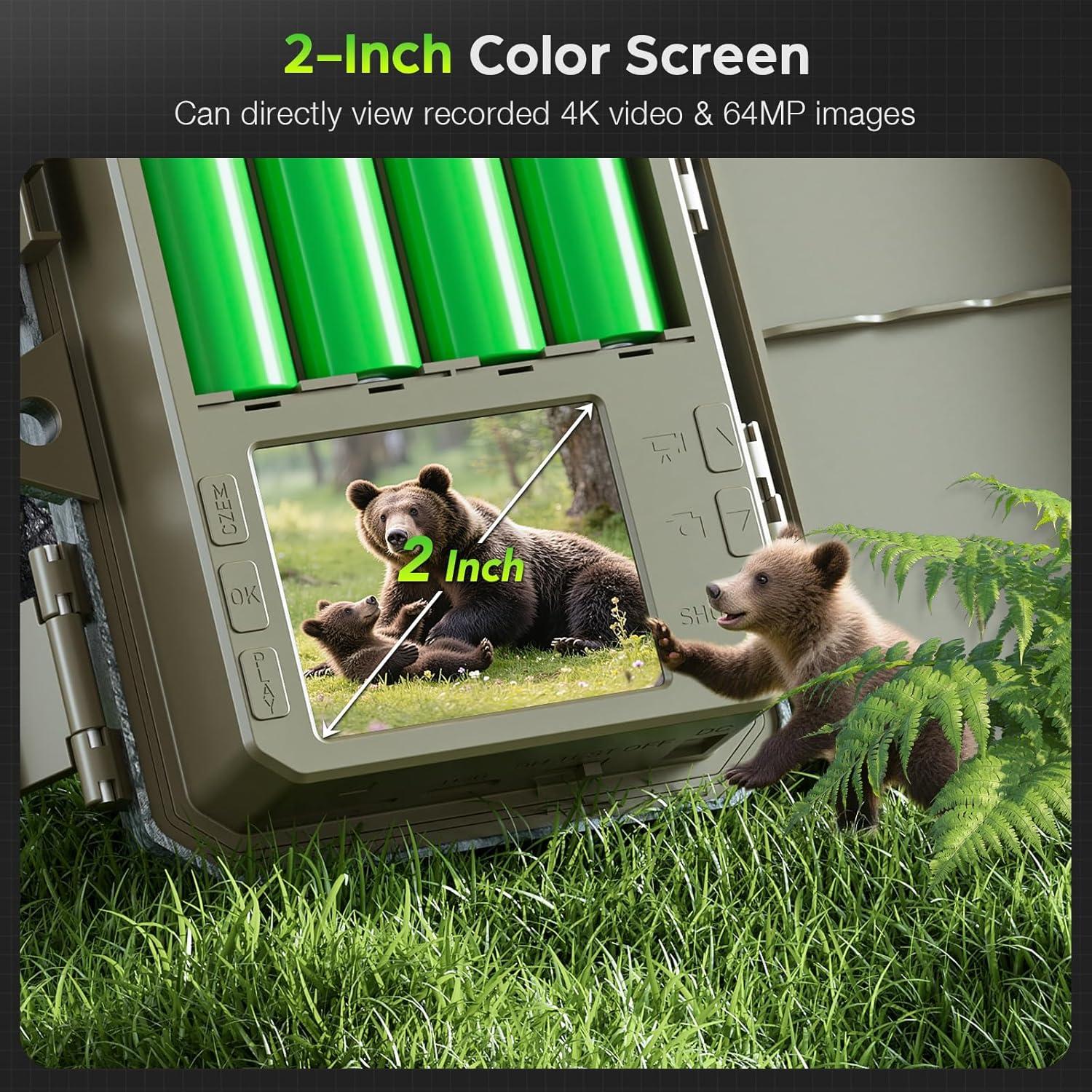 Cámara de sendero solar VIDVIS 4K 64MP visión nocturna IP66