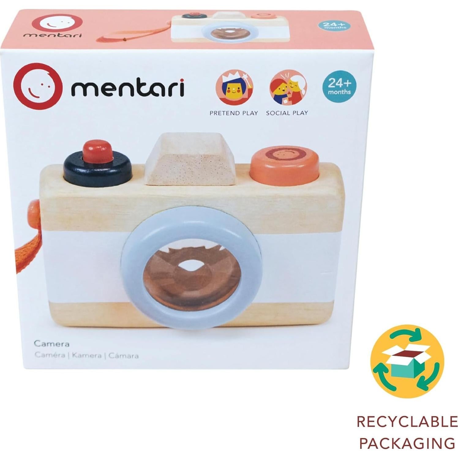 Cámara de Madera Mentari - Juguete Sensorial 9.5x6x4 cm