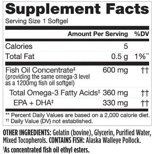 Aceite de Pescado Mejor Nutrición 1200 mg 200 Cápsulas Blandas