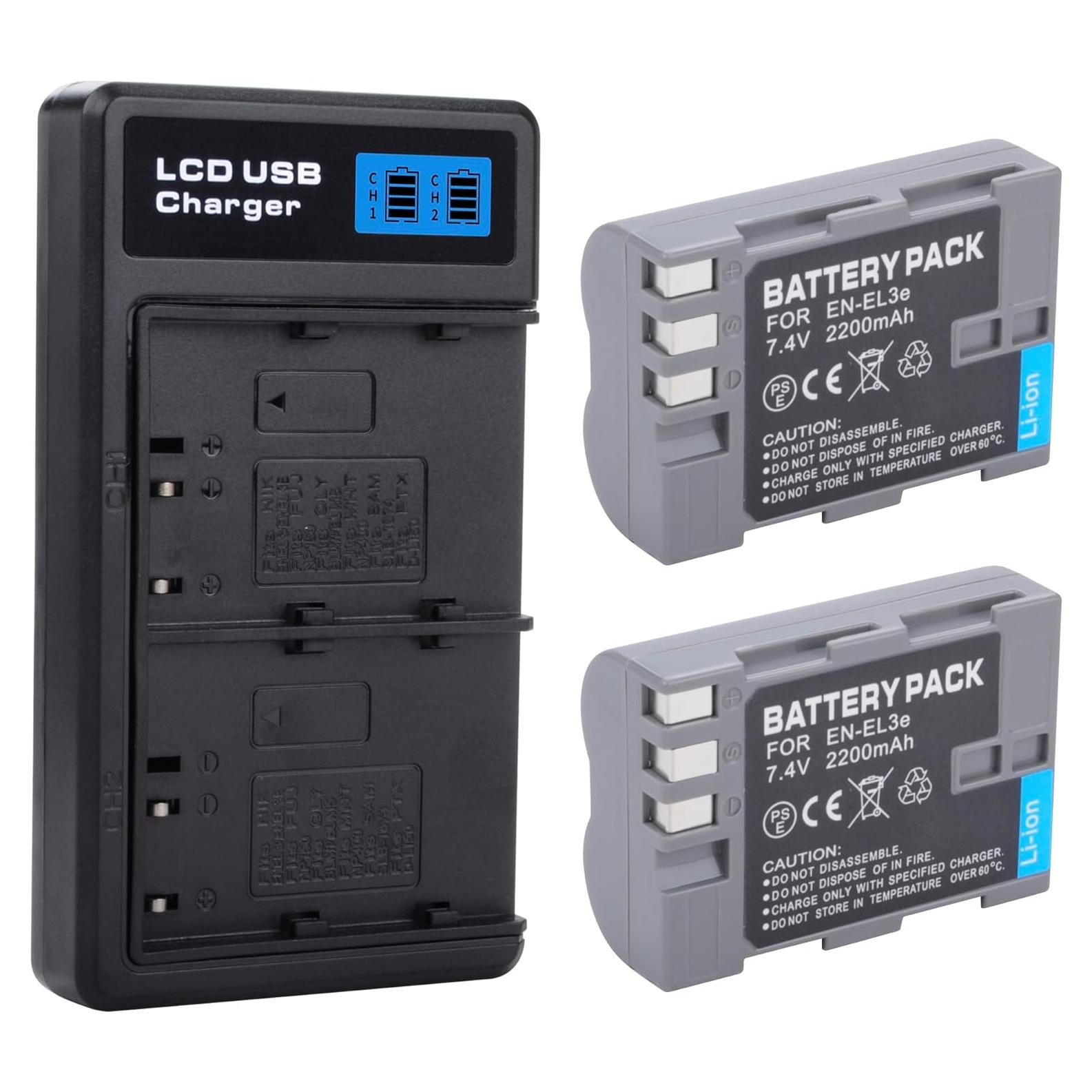 Paquete de 2 Baterías EN-EL3e y Cargador Dual USB-C Nikon