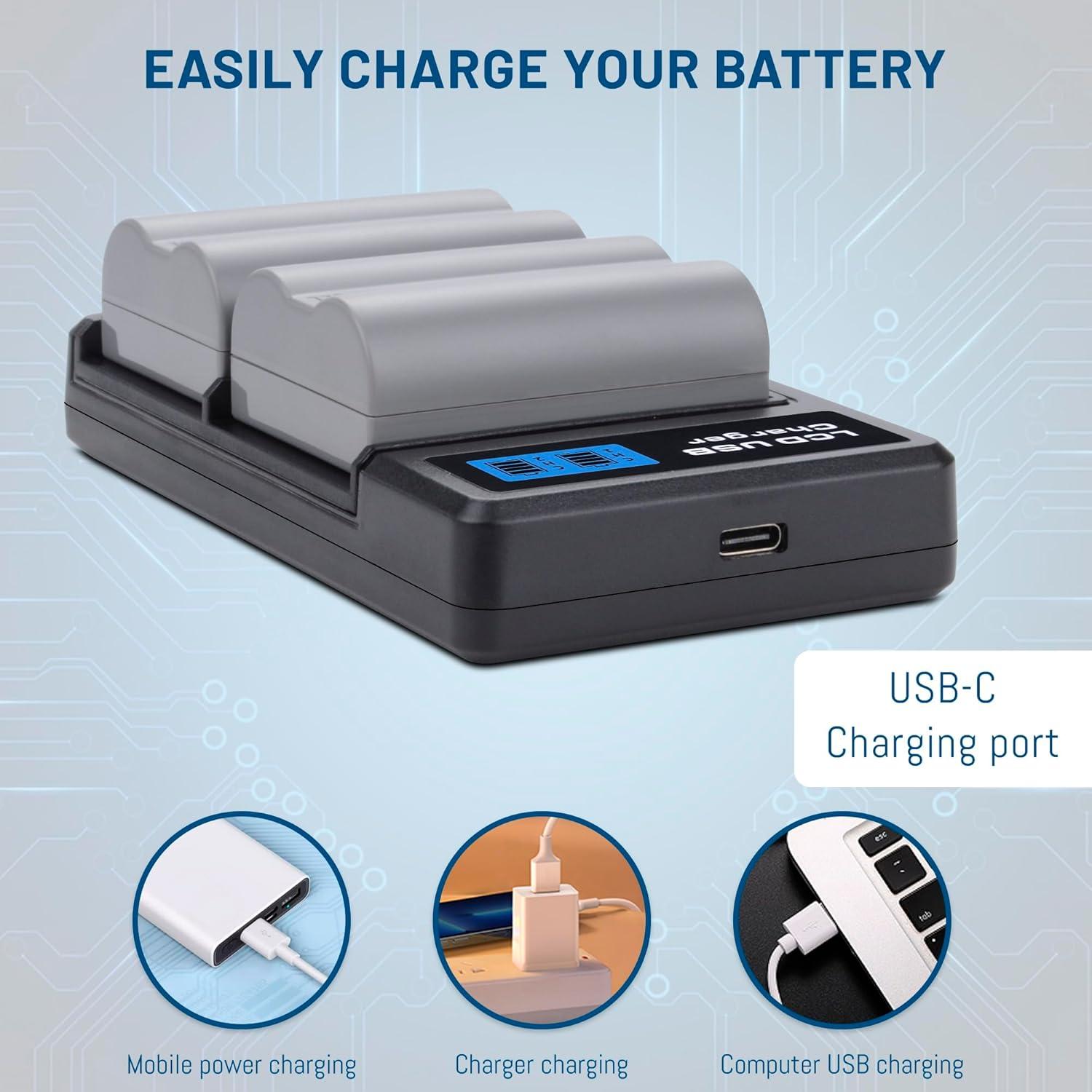 Paquete de 2 Baterías EN-EL3e y Cargador Dual USB-C Nikon