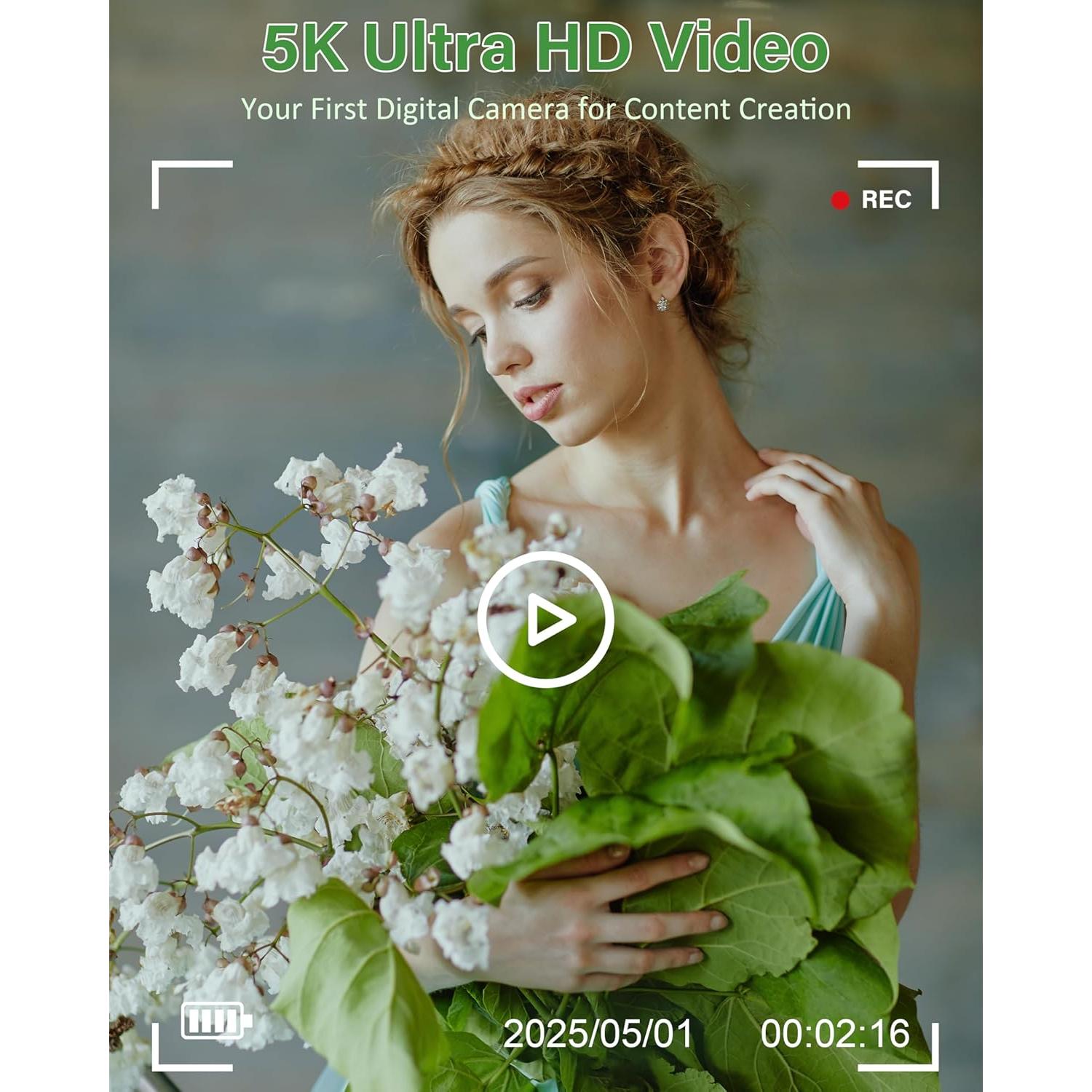 Cámara Digital Lacegre 5K 75MP con WiFi y Pantalla 3"
