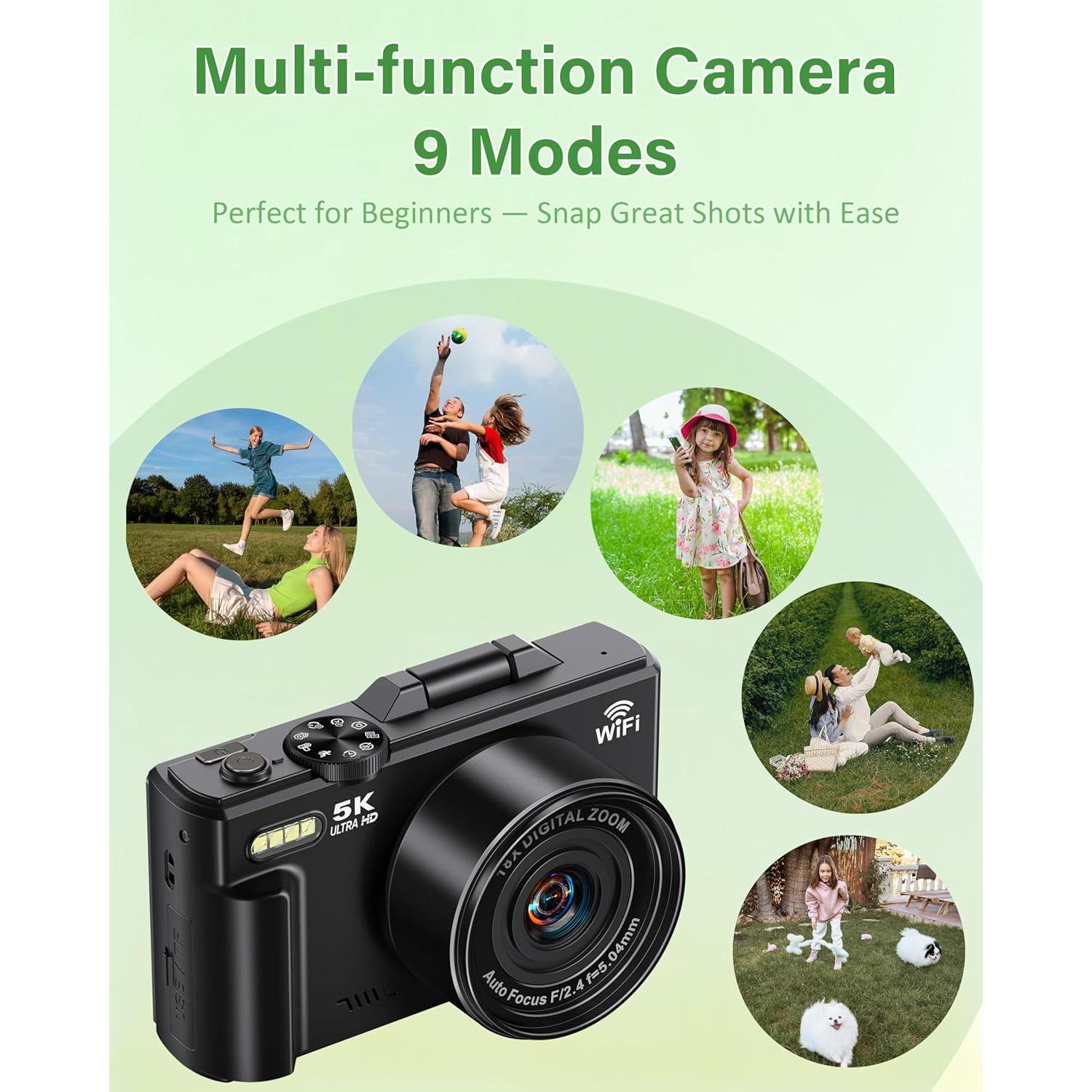 Cámara Digital Lacegre 5K 75MP con WiFi y Pantalla 3"