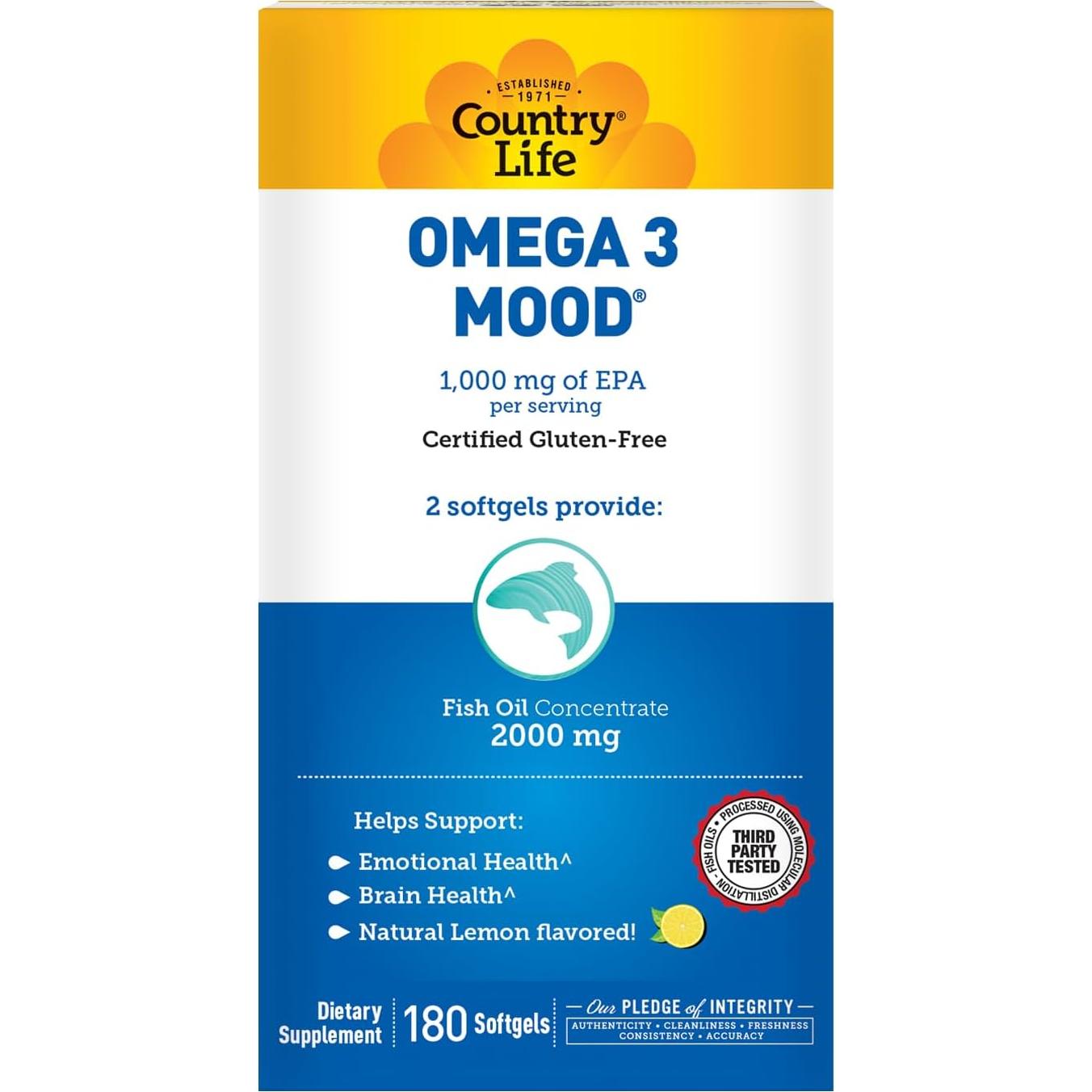 Suplemento Omega 3 Country Life 2000mg EPA DHA 180 Gelatinas