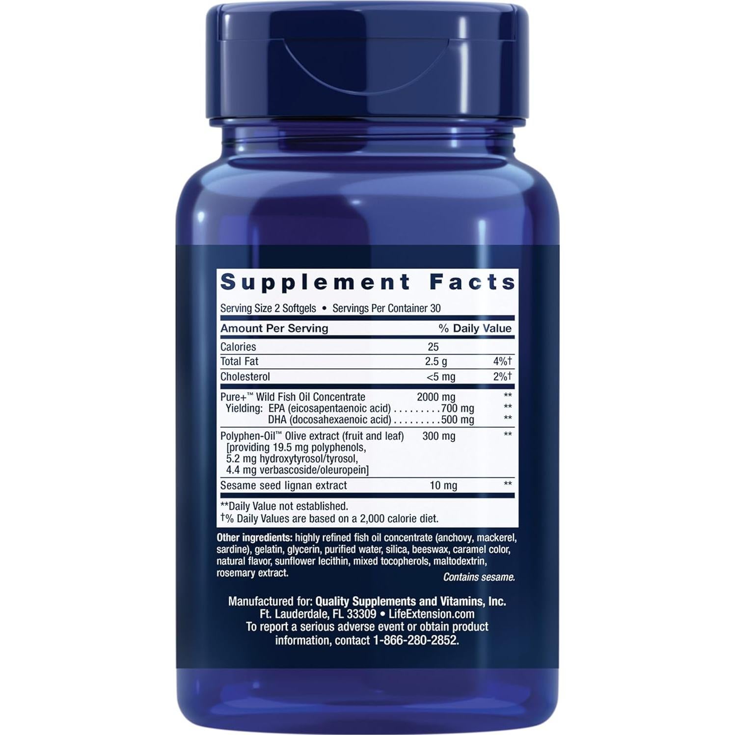 Life Extension Super Omega-3 EPA/DHA Aceite de Pescado 60 Cápsulas