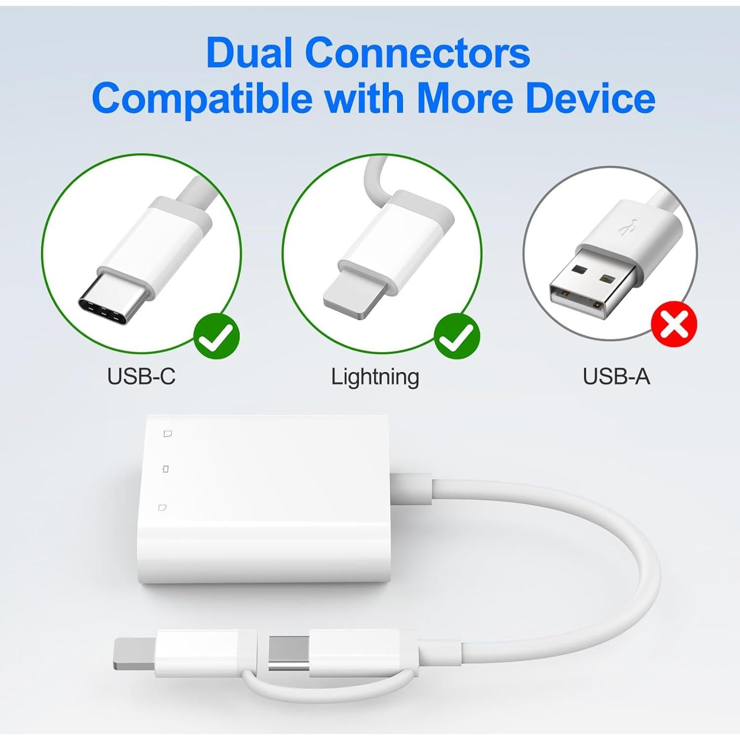 Lector de Tarjetas CF Denlane para iPhone y Android 3 en 1