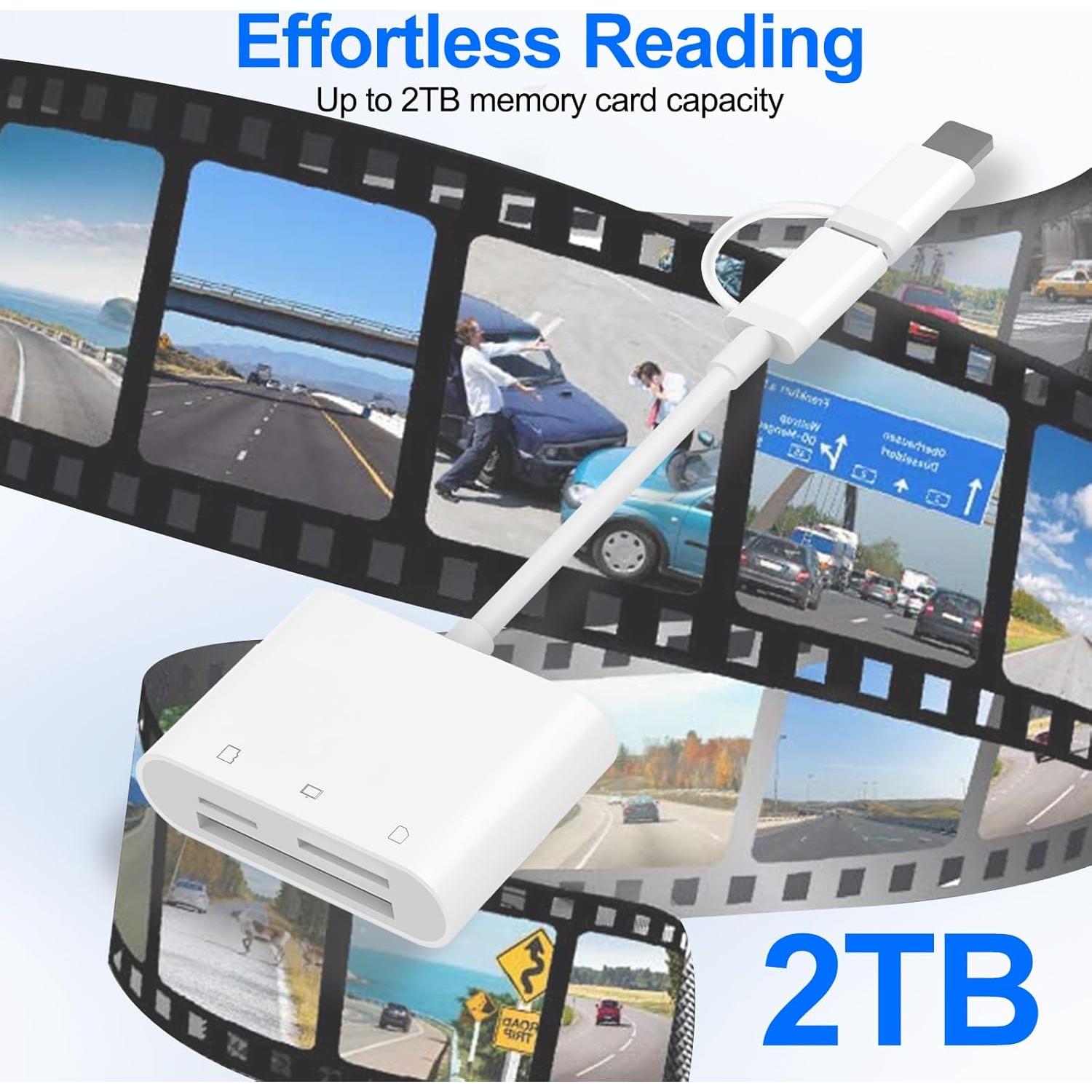 Lector de Tarjetas CF Denlane para iPhone y Android 3 en 1