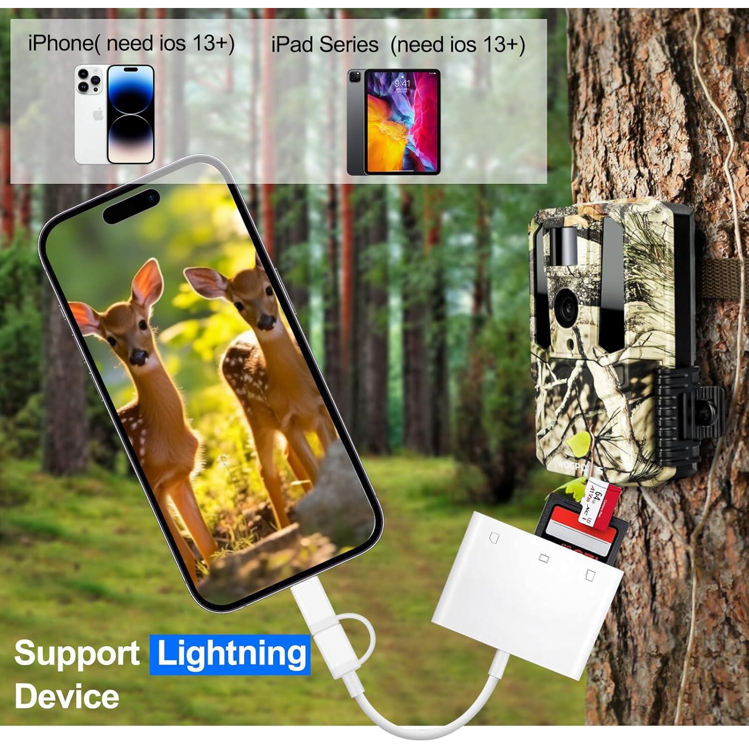 Lector de Tarjetas CF Denlane para iPhone y Android 3 en 1