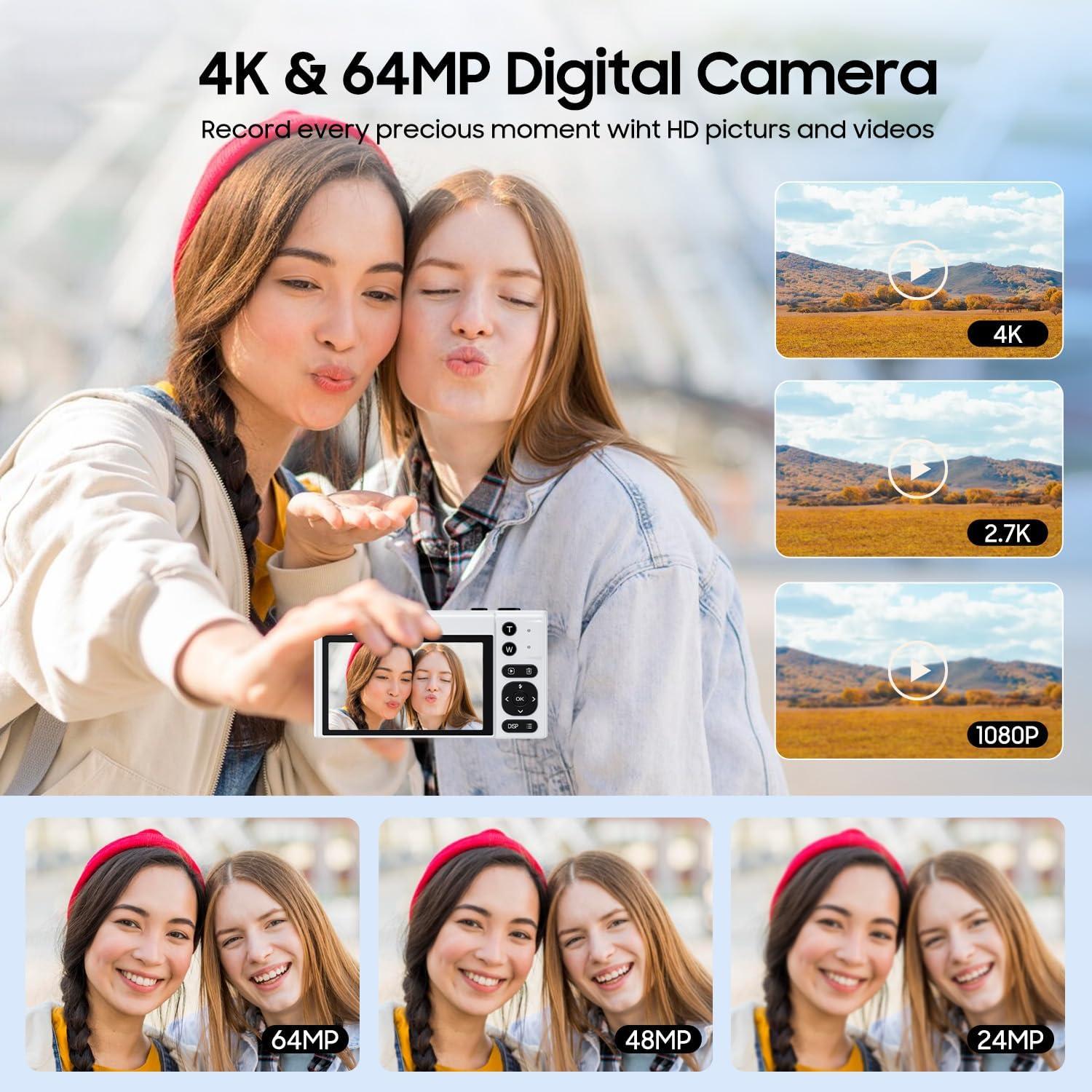 Cámara Digital 4K TZZPL A6 64MP Pantalla Flip 3"