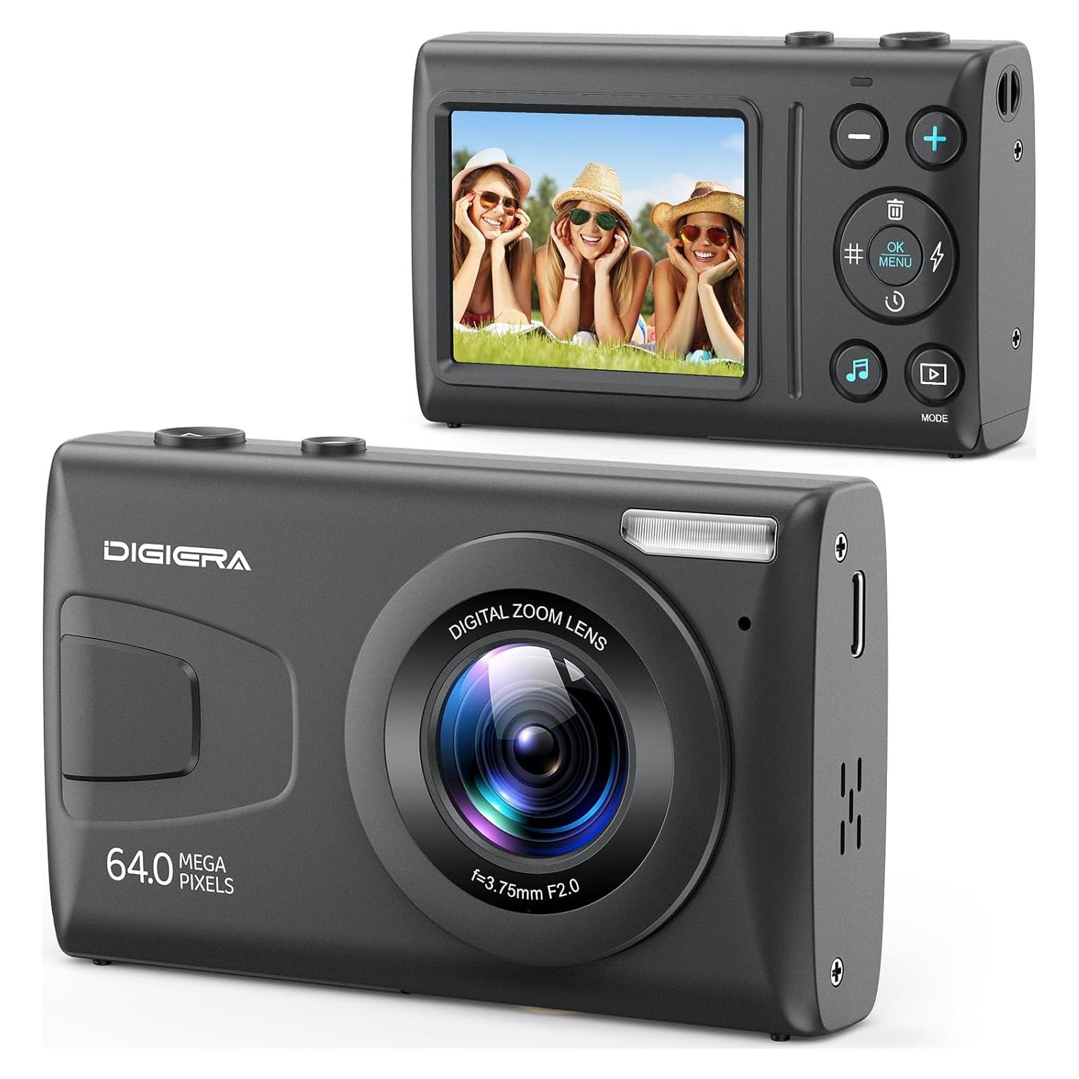 Cámara Digital Compacta DIGIERA C2 64MP 4K, Pantalla 6.1cm