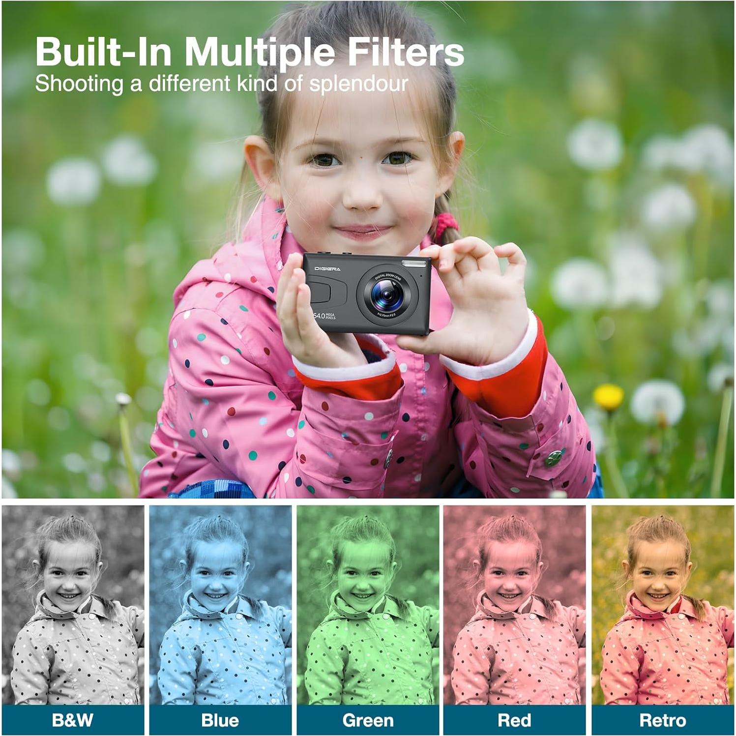 Cámara Digital Compacta DIGIERA C2 64MP 4K, Pantalla 6.1cm