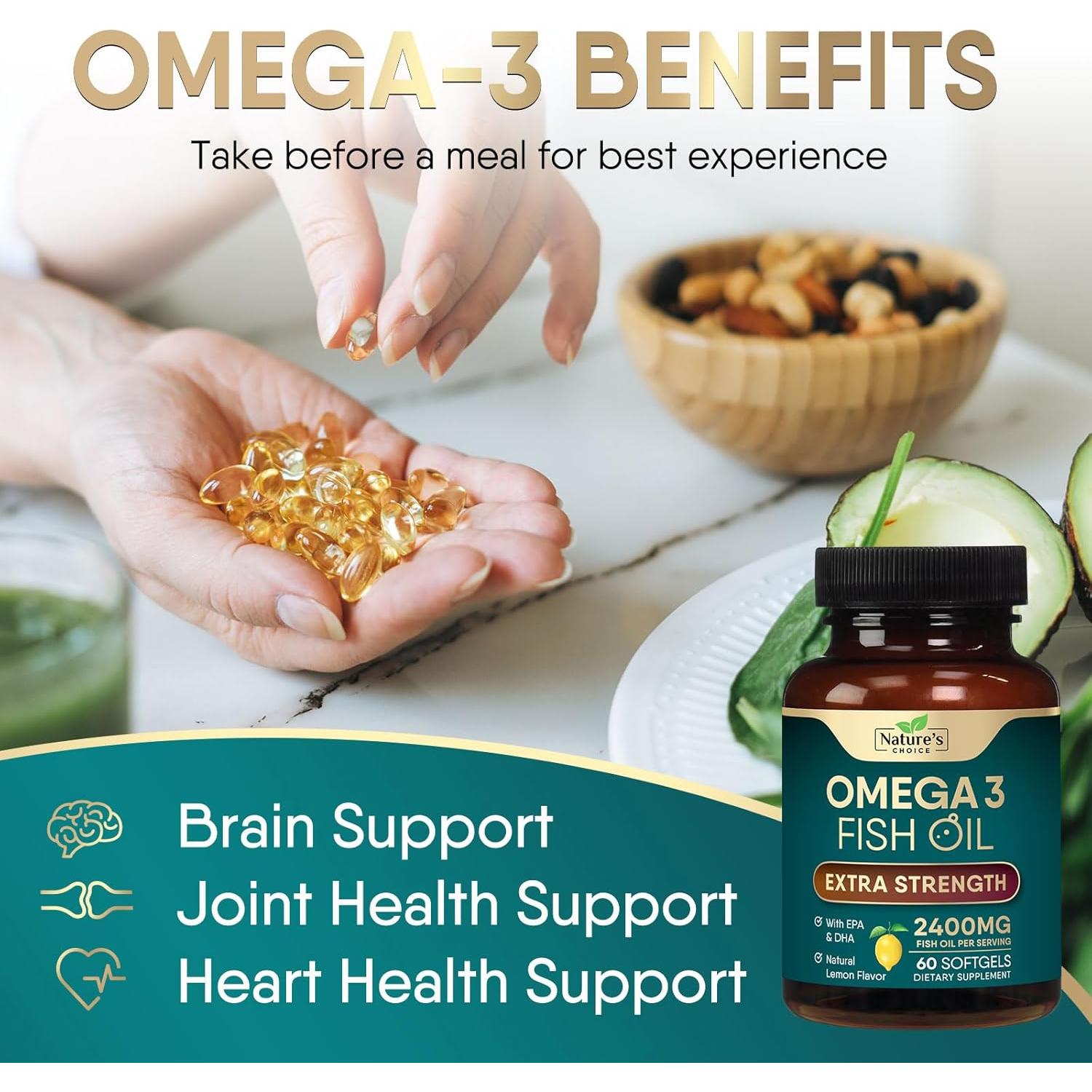 Suplemento Omega 3 Nature's Choice 2400 mg 60 Cápsulas Blandas