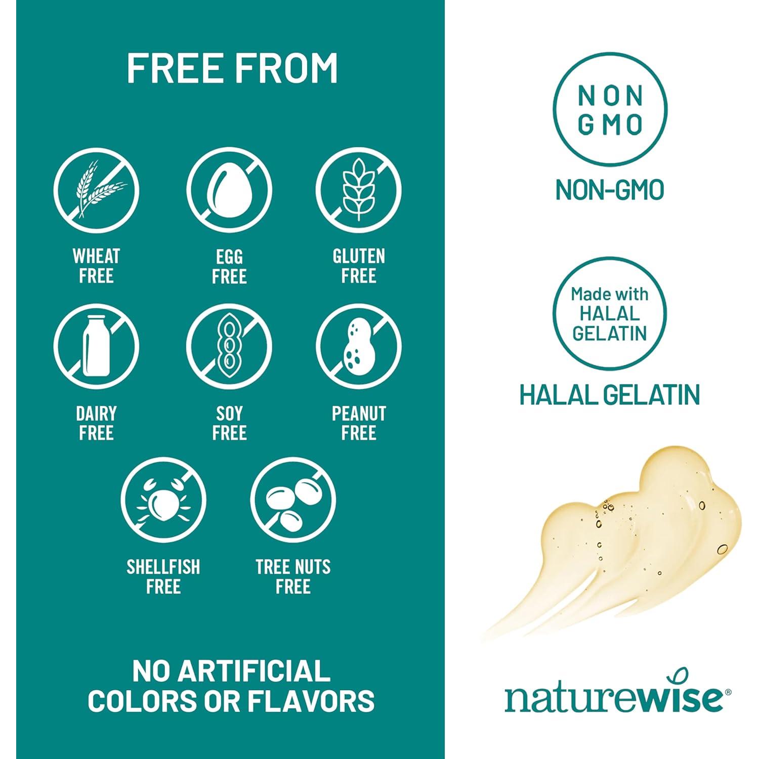 NatureWise Omega 3 Aceite de Pescado 500mg - 60 Cápsulas Blandas