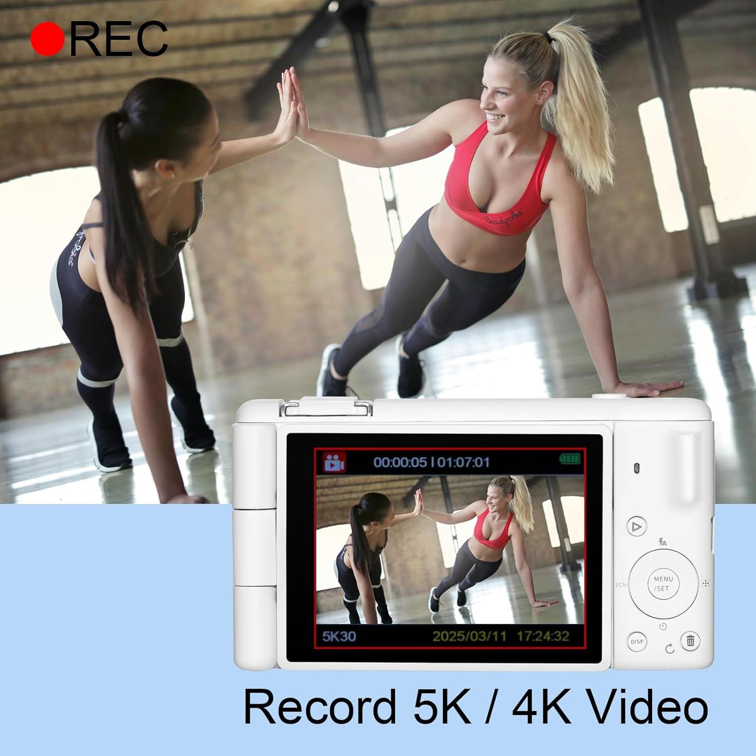 Cámara Digital 5K Lenofocus DC103 80MP Zoom 18X Pantalla Plegable