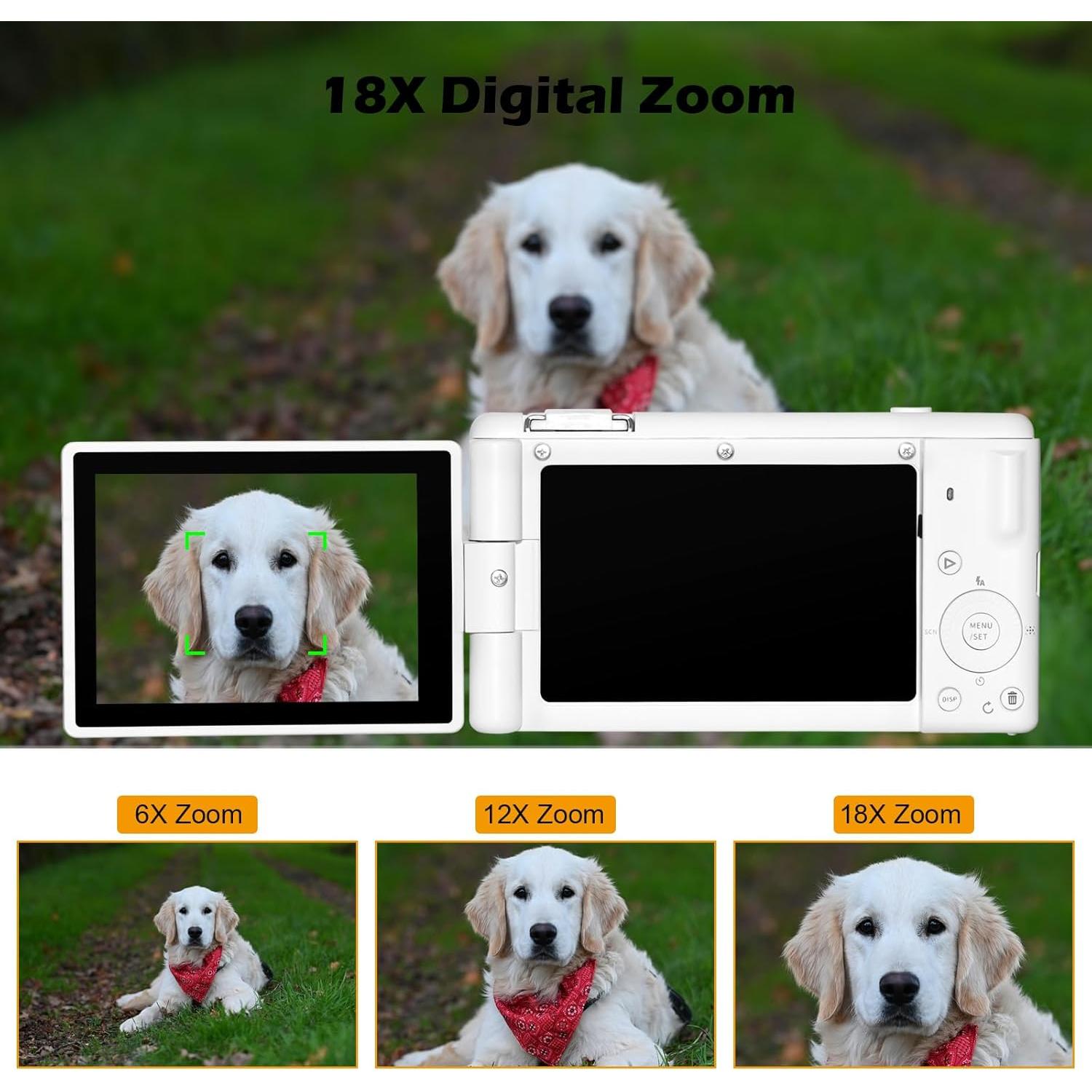 Cámara Digital 5K Lenofocus DC103 80MP Zoom 18X Pantalla Plegable