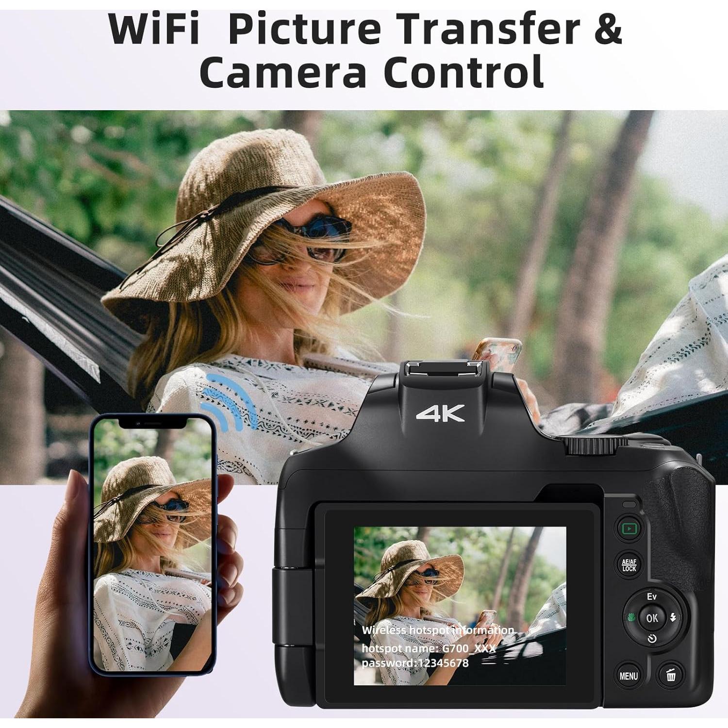 Cámara Digital Ordro G700 4K 64MP Pantalla Táctil 3" Zoom 12X