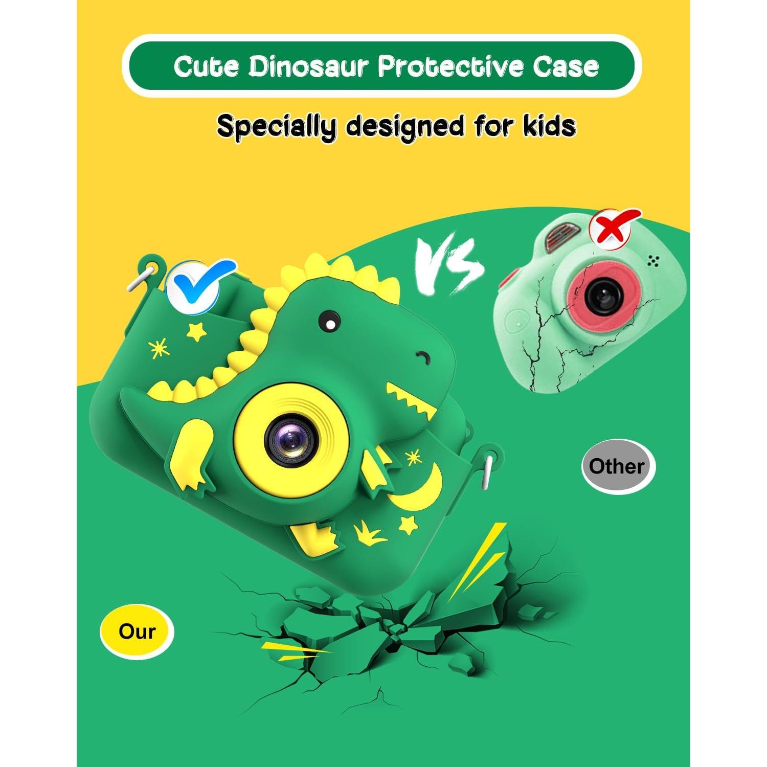 Cámara Digital para Niños GREENKINDER Dinosaurio 20MP HD