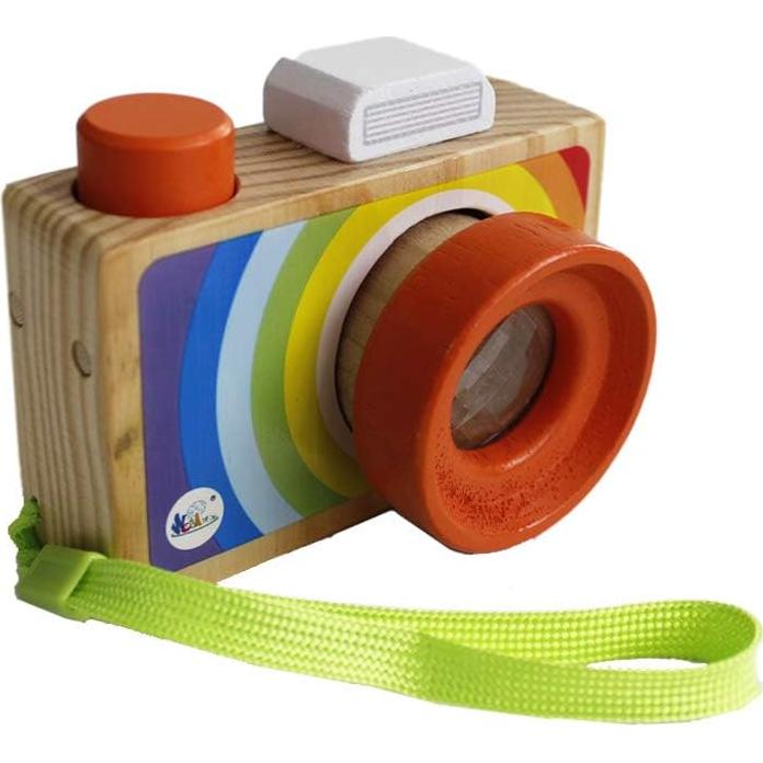 Juguete de cámara de madera GoodPlay con caleidoscopio portátil