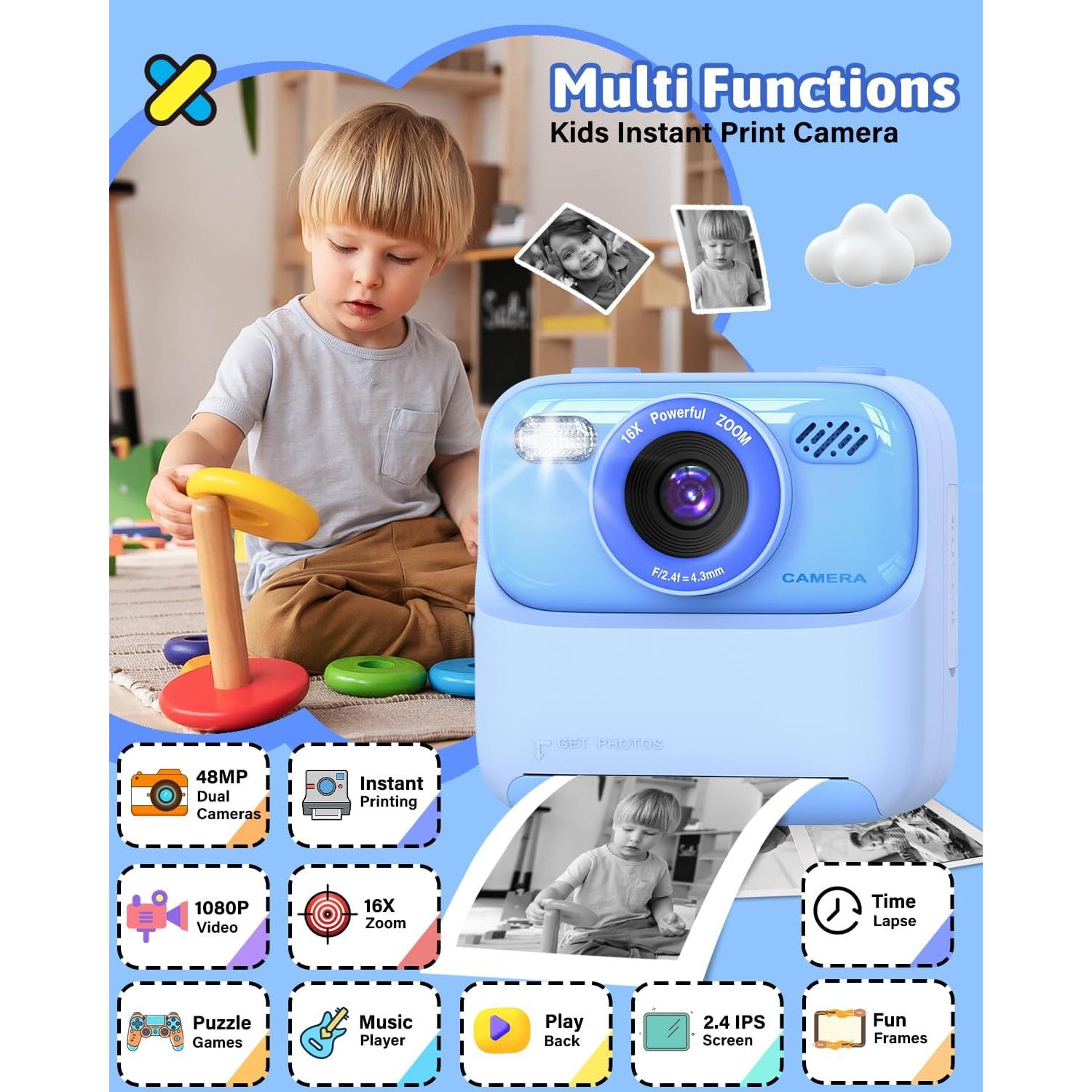 Cámara Instantánea para Niños Mgaolo P79 Azul HD 1080p