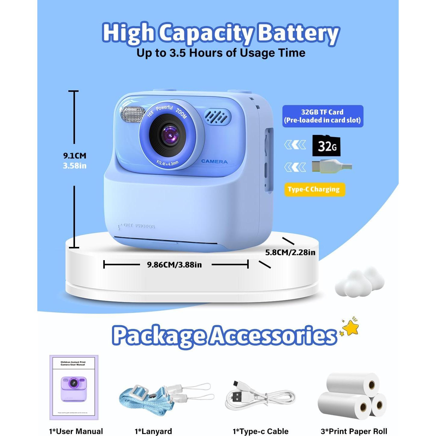 Cámara Instantánea para Niños Mgaolo P79 Azul HD 1080p