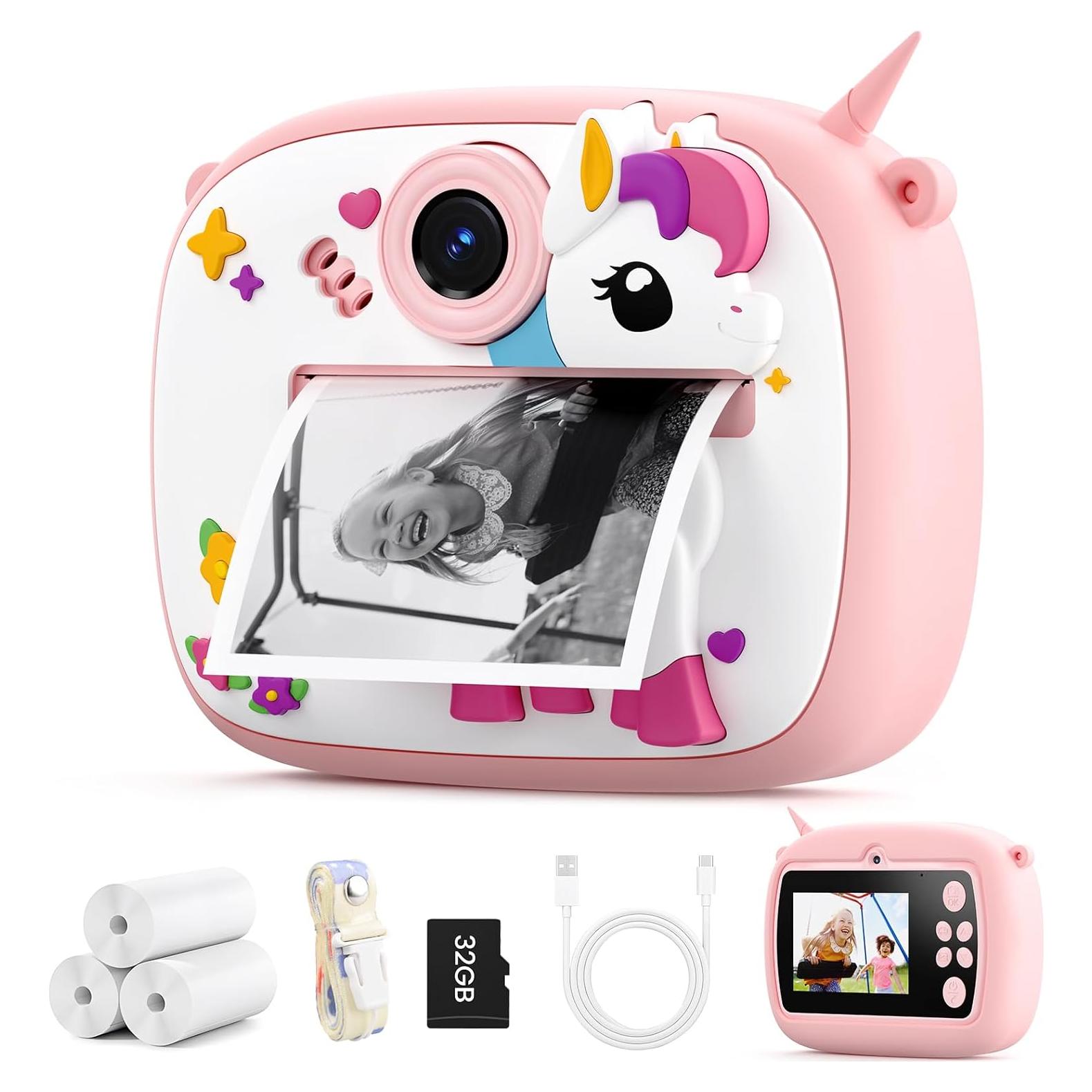 Cámara Instantánea YOZISS A24 para Niños Rosa 24MP 1080P